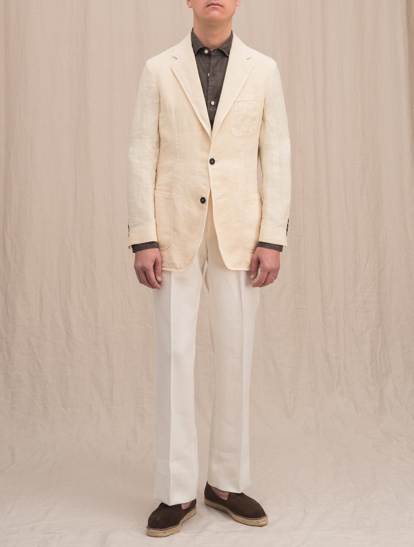 Benetti Unconstructed Linen Jacket Sand Massimo Alba Jackets 46