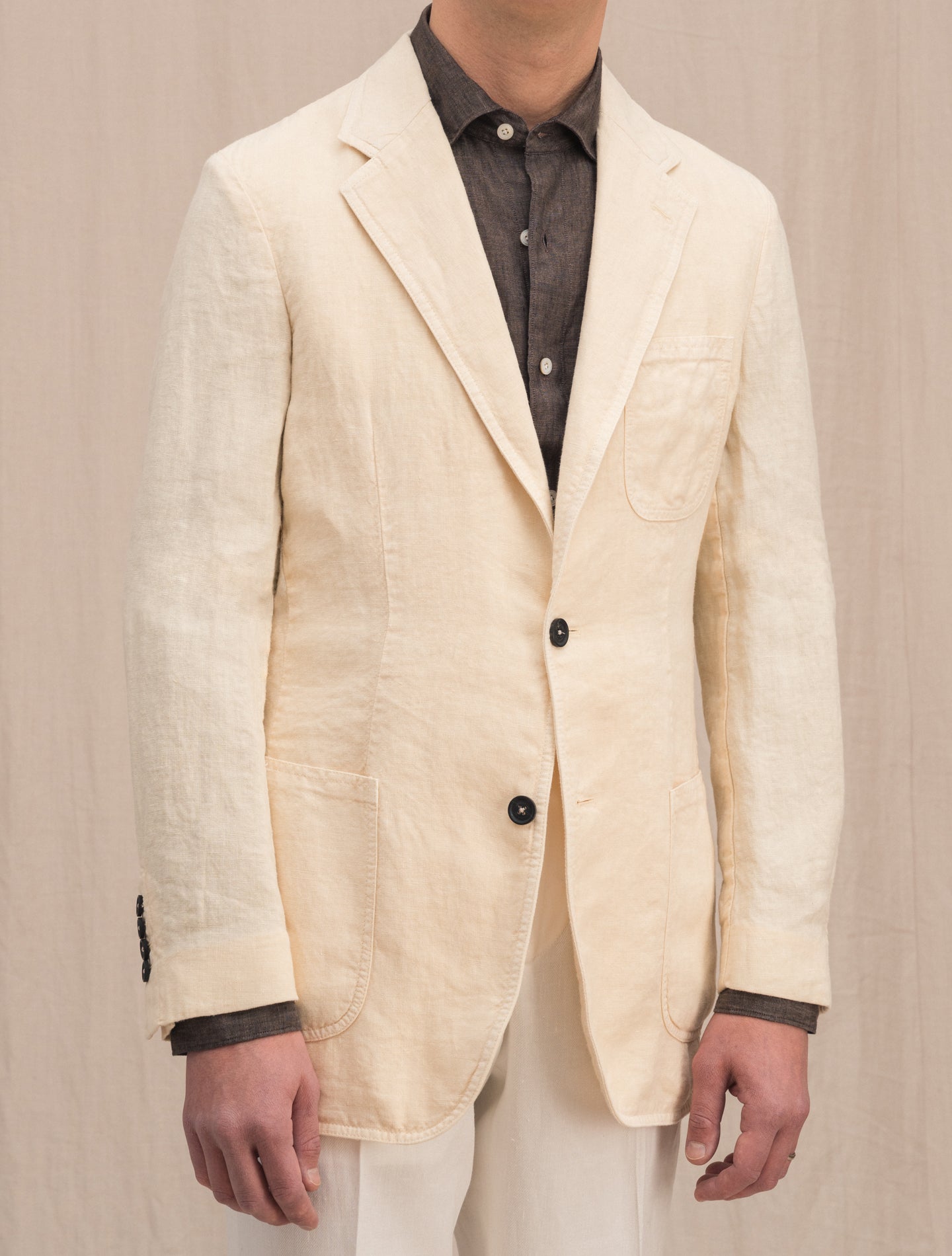 Benetti Unconstructed Linen Jacket Sand Massimo Alba Jackets 46