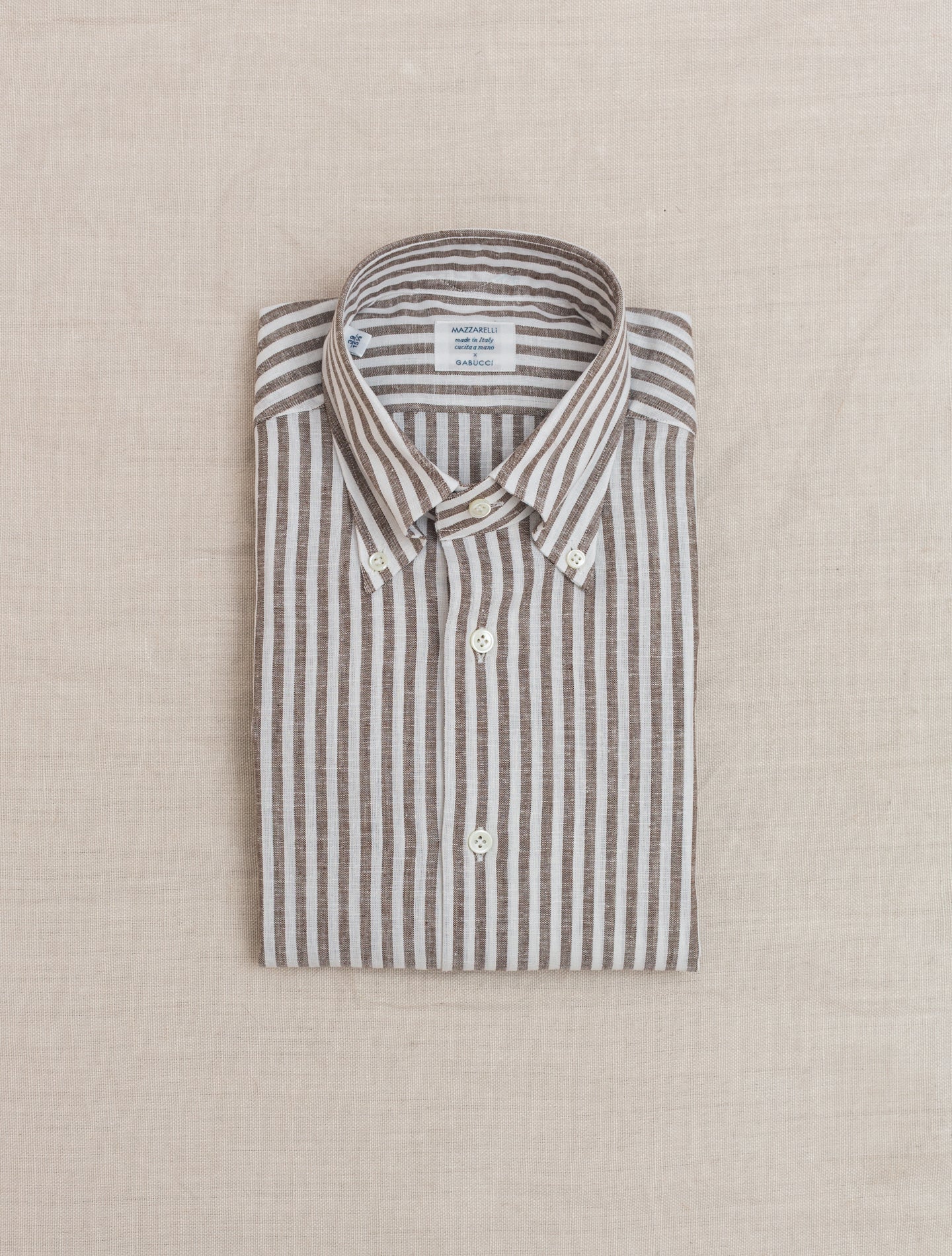 Bengal Cotton Linen Shirt Brown Mazzarelli Shirts 38