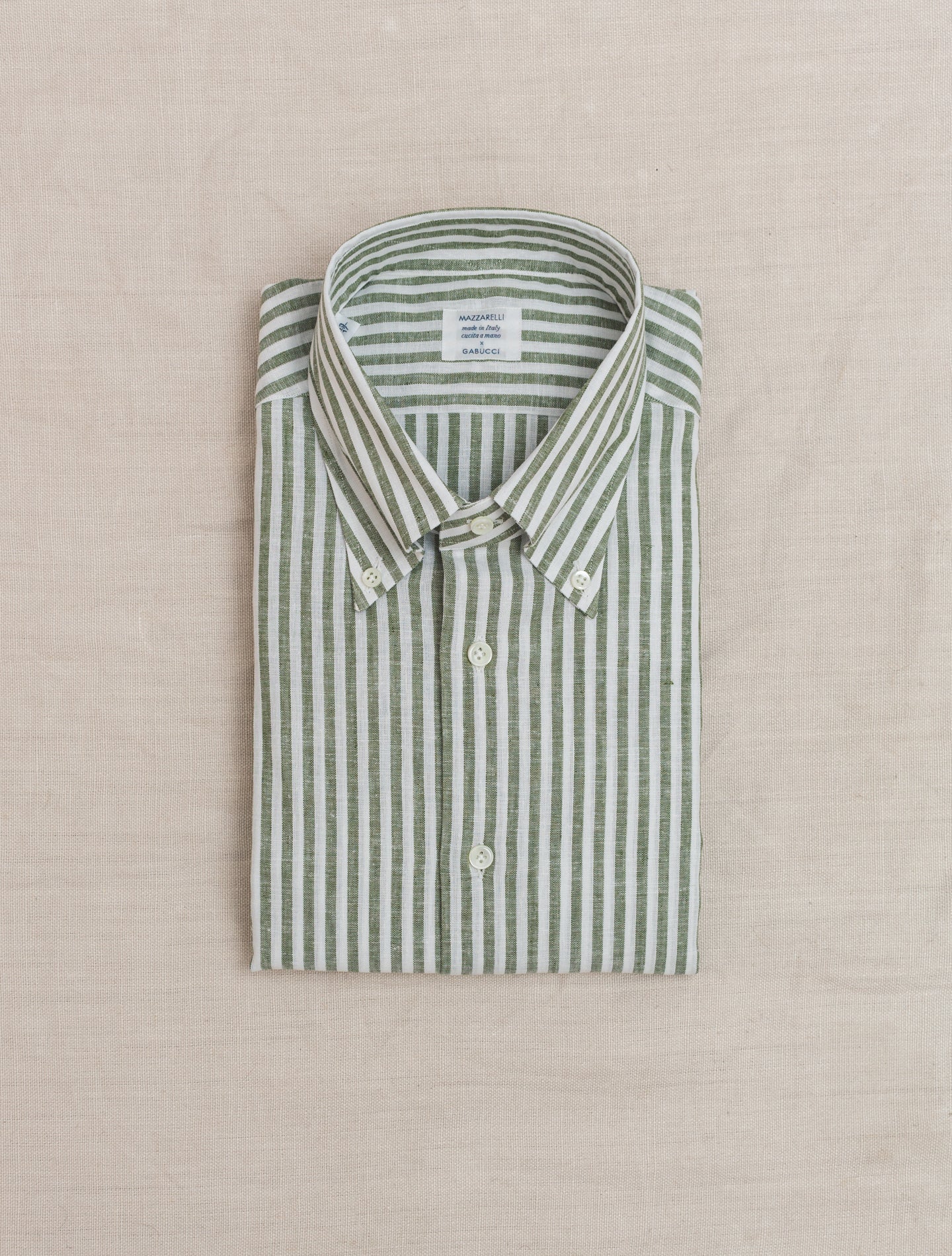Bengal Cotton Linen Shirt Green Mazzarelli Shirts 38