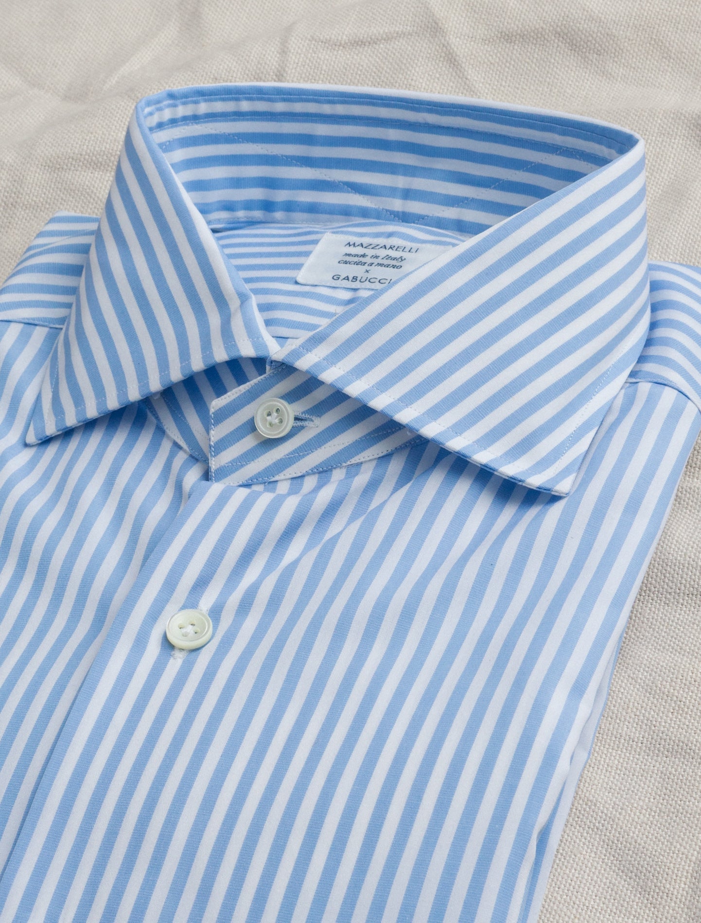 Bengal Stripe Cut Away Light Blue Mazzarelli Shirts 38