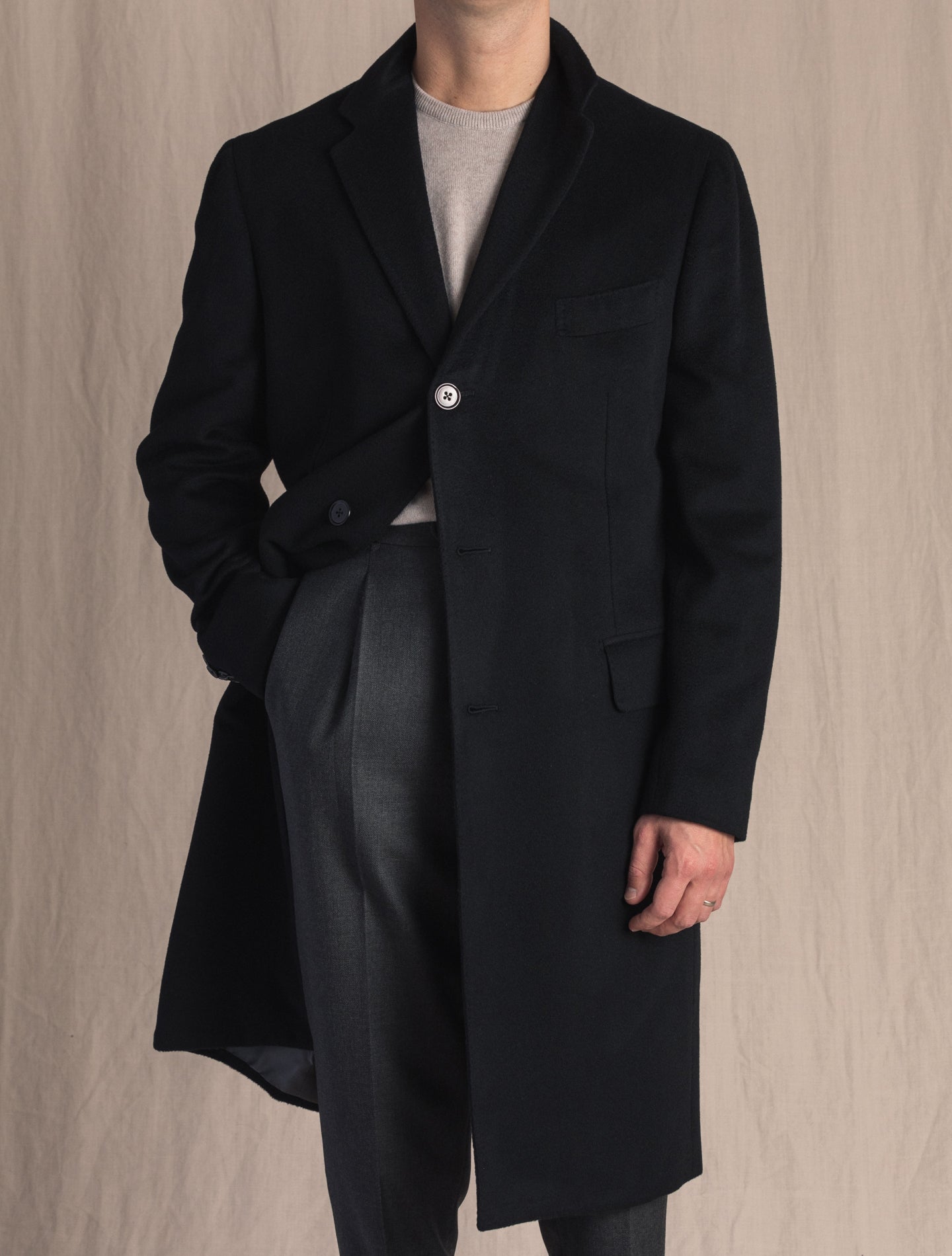 Black Wool Cashmere coat | Gabucci