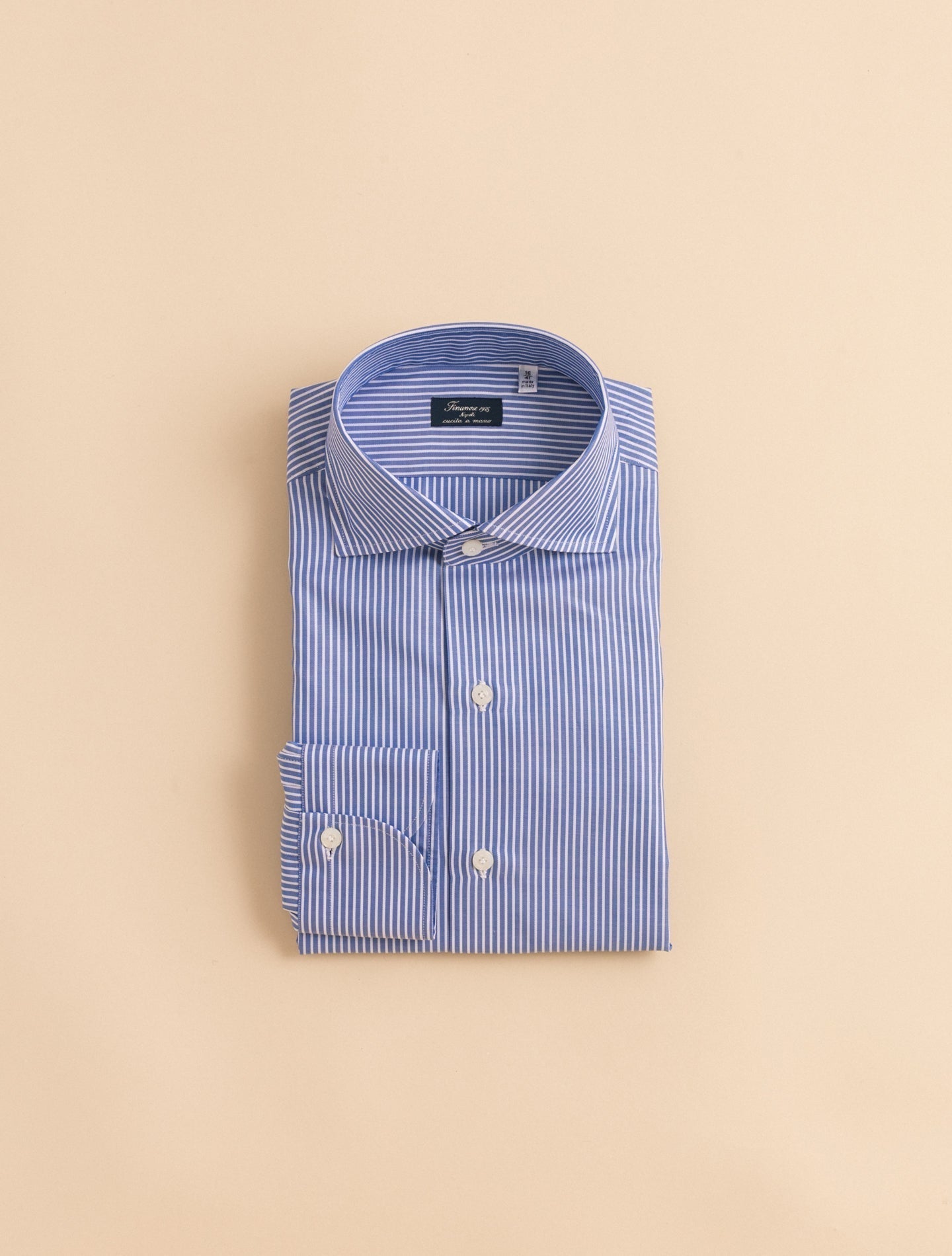 Blue Eduardo Reversed Striped Napoli Shirt | Gabucci