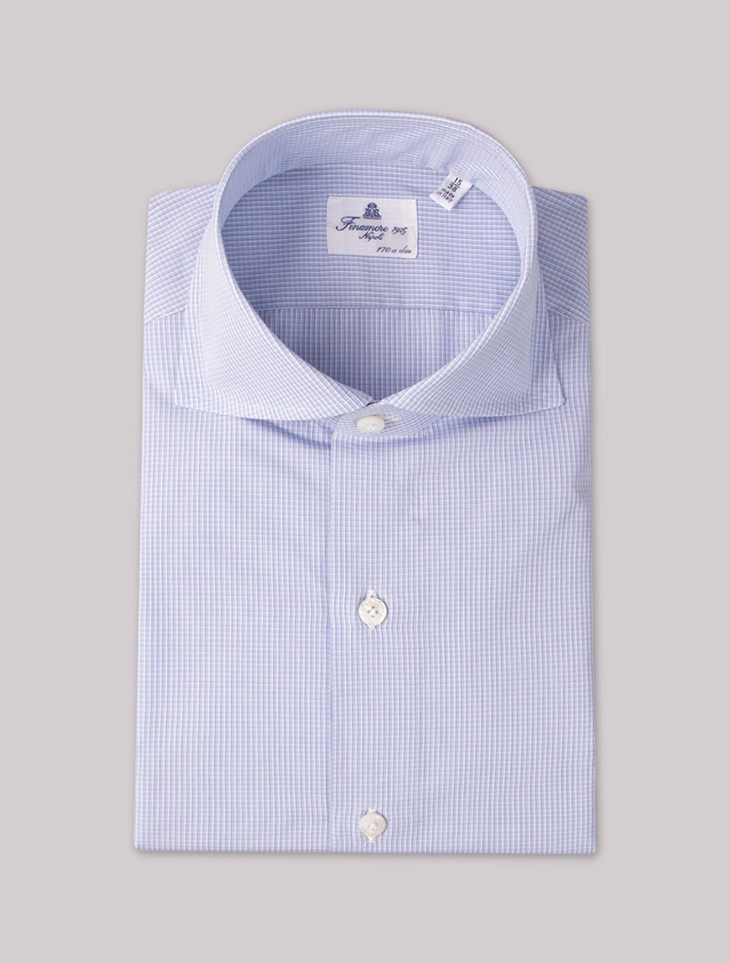 Blue Mini Dupplin Checked Eduardo 170 Finamore Shirts Gabucci