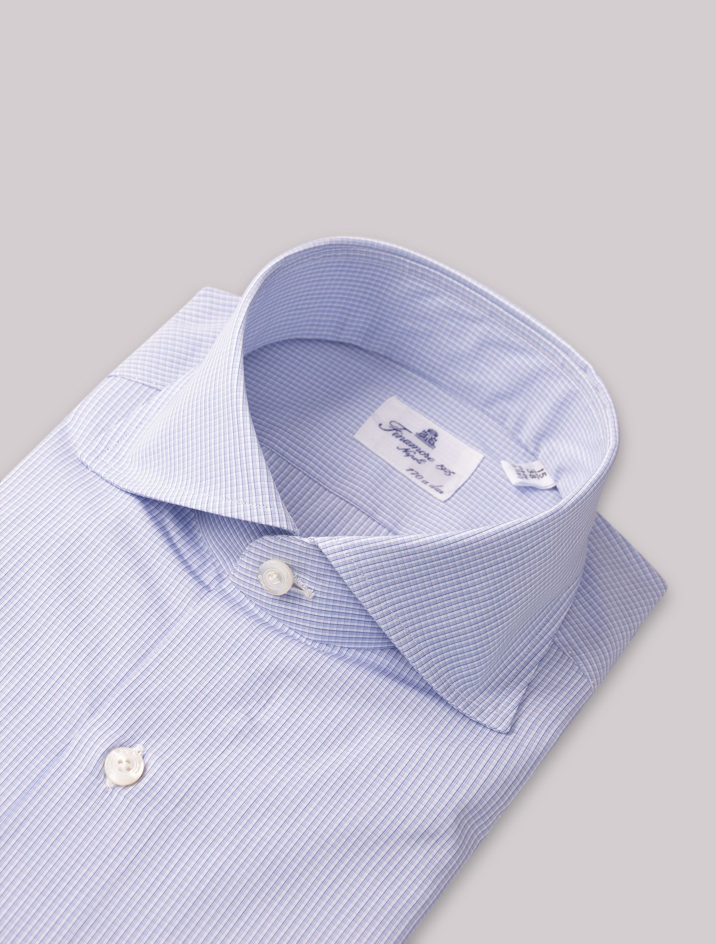 Blue Mini Dupplin Checked Eduardo 170 Finamore Shirts Gabucci