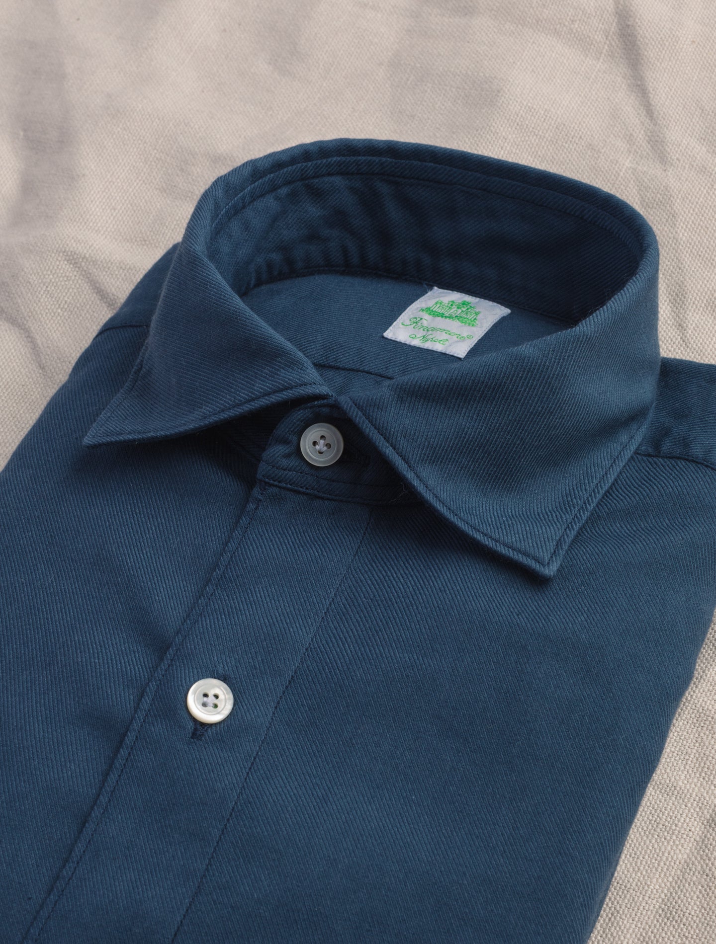 Blue Tokyo Brushed Cotton Cashmere Shirt | Gabucci