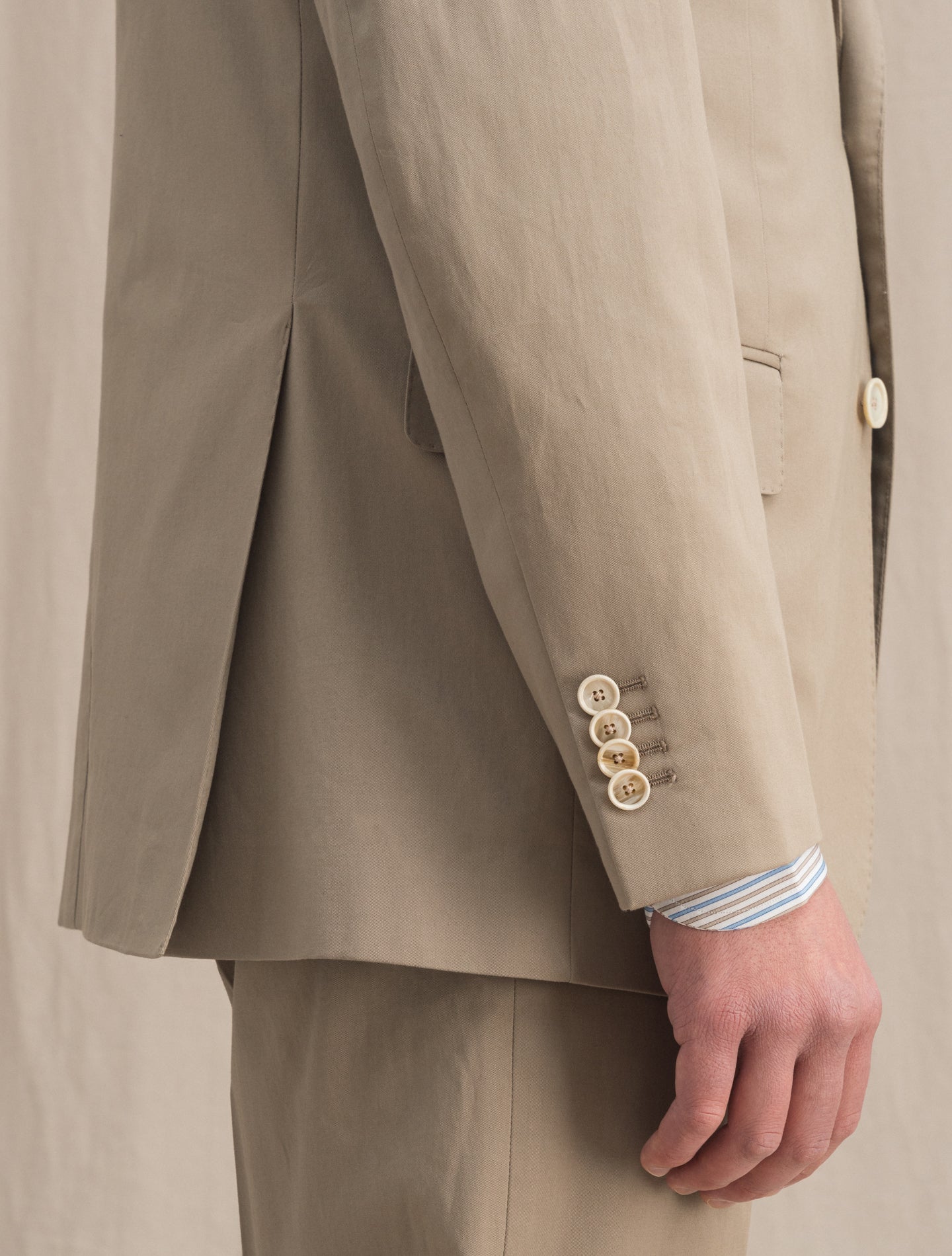 Boheme Single Breasted Cotton Suit Beige Caruso Suits 48