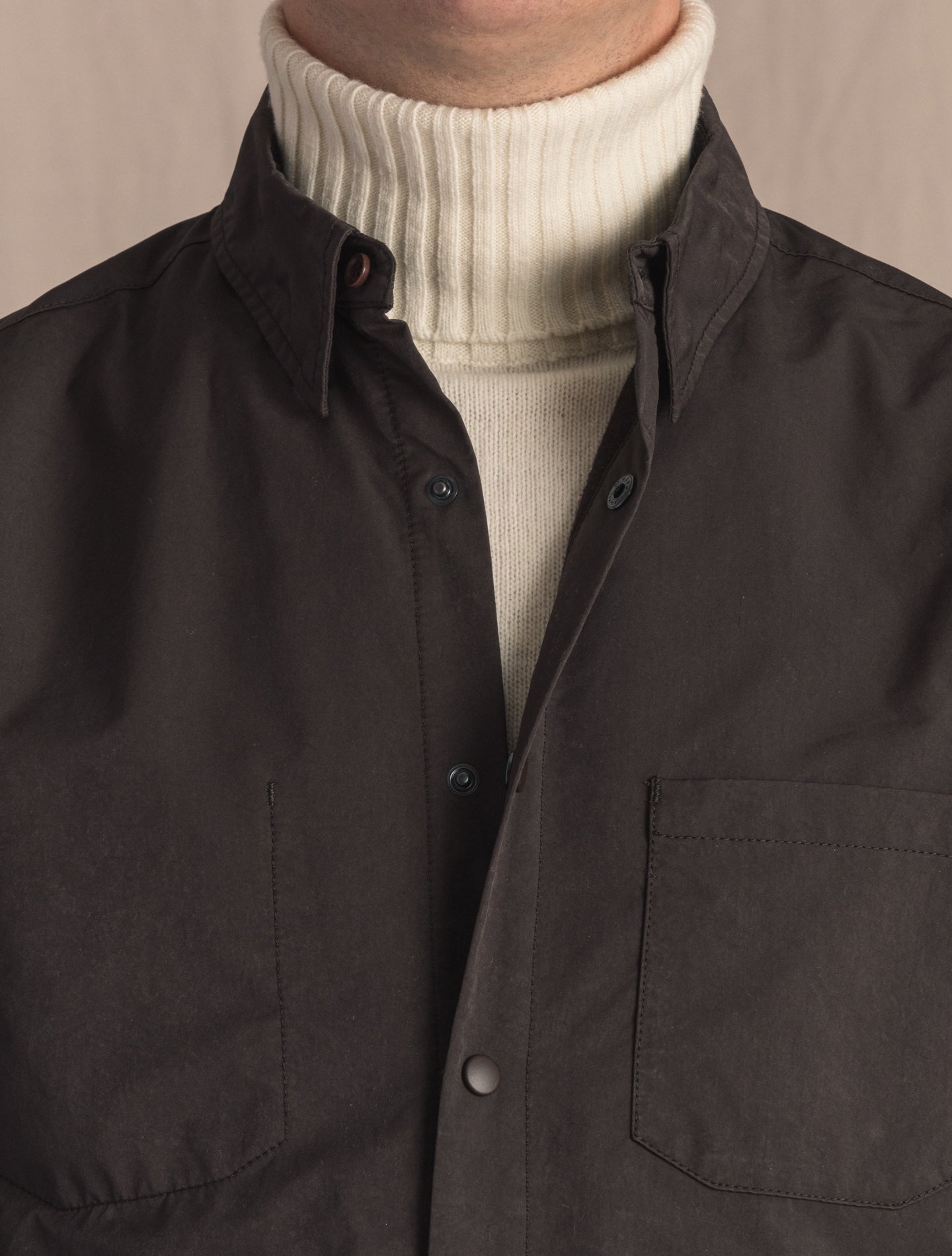 Brown Alvaro Nylon Wool Overshirt | Gabucci