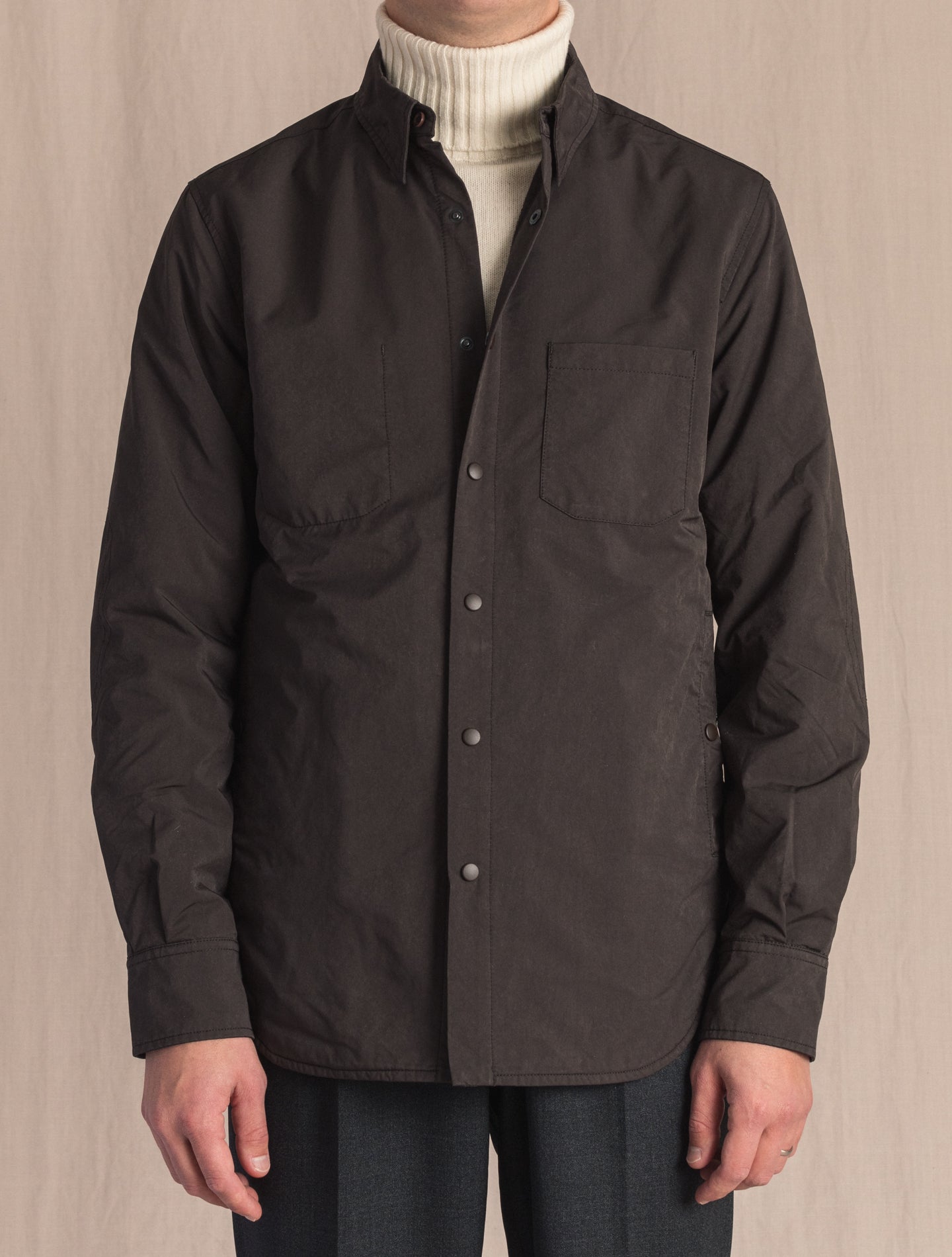 Brown Alvaro Nylon Wool Overshirt | Gabucci