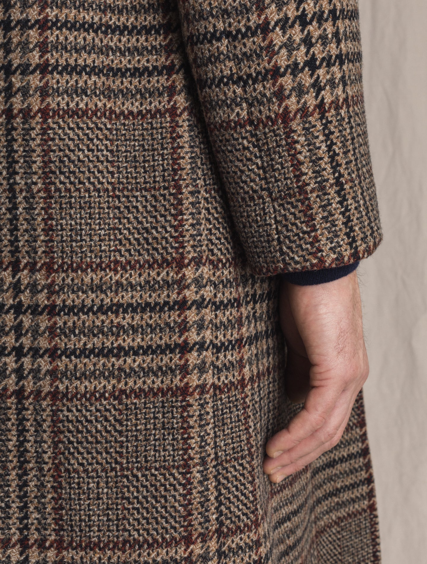 Brown Check Wool Cashmere Raglan Coat | Gabucci