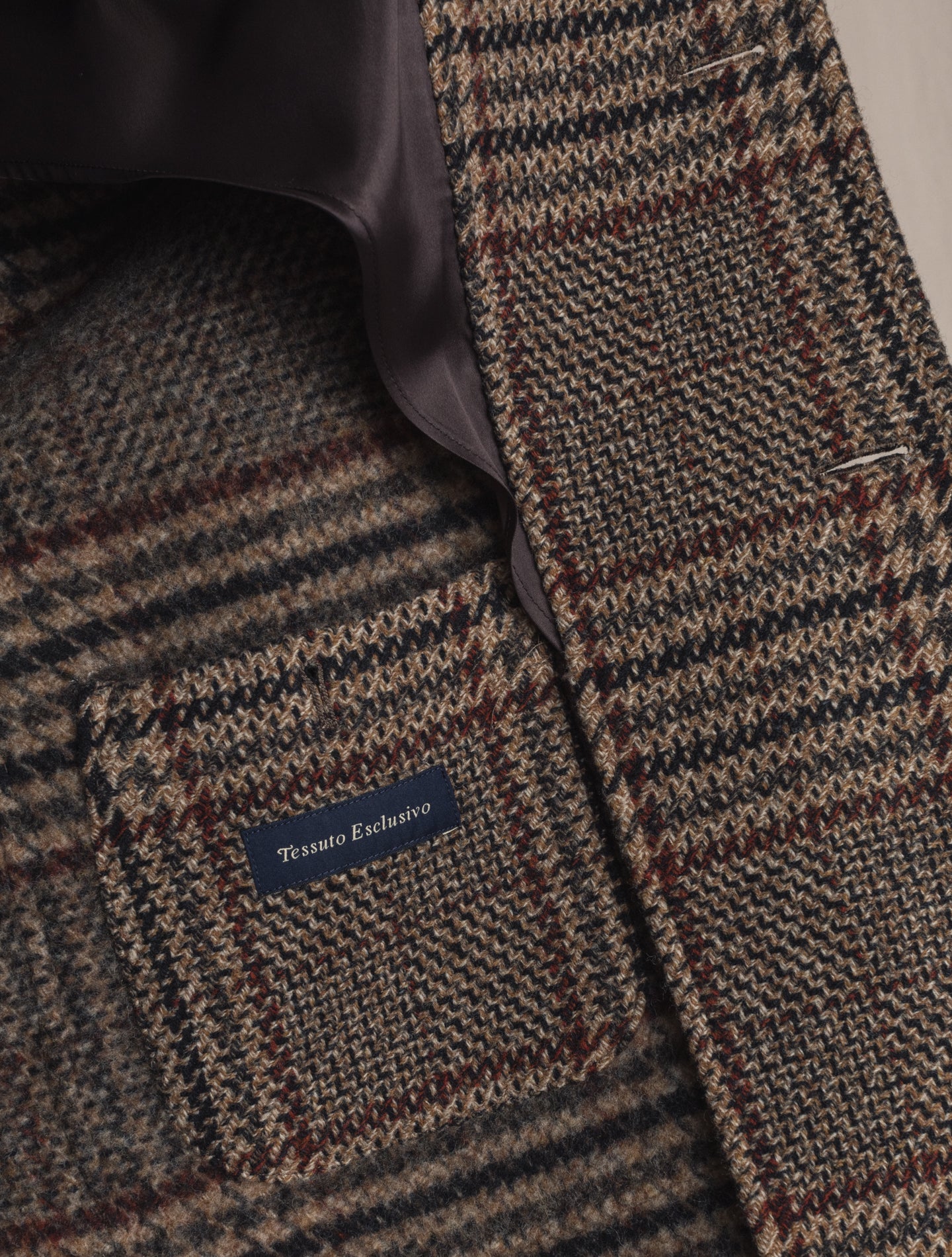 Brown Check Wool Cashmere Raglan Coat | Gabucci