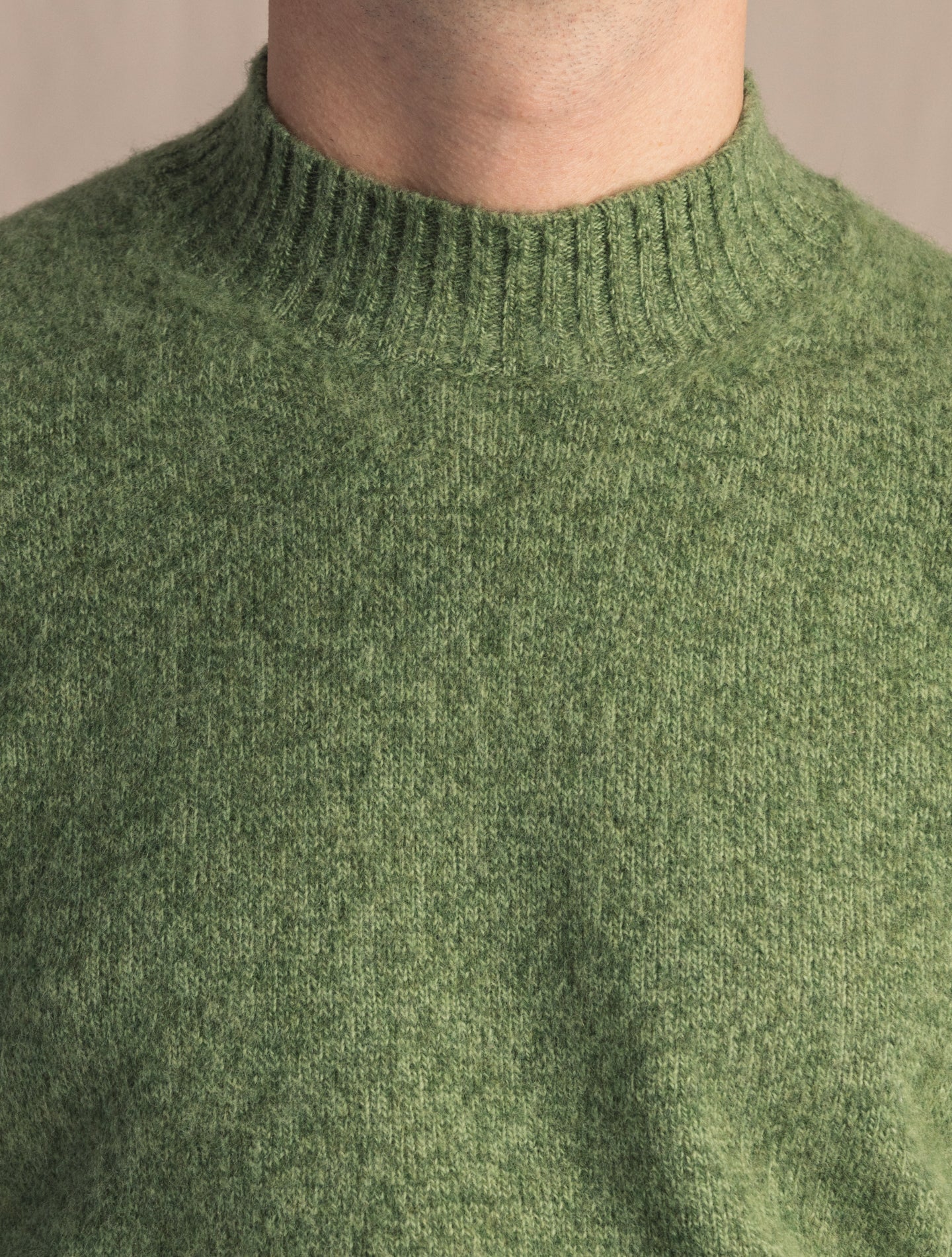 Brushed Wool Cashmere Mockneck Green Gabucci Knitwear 46