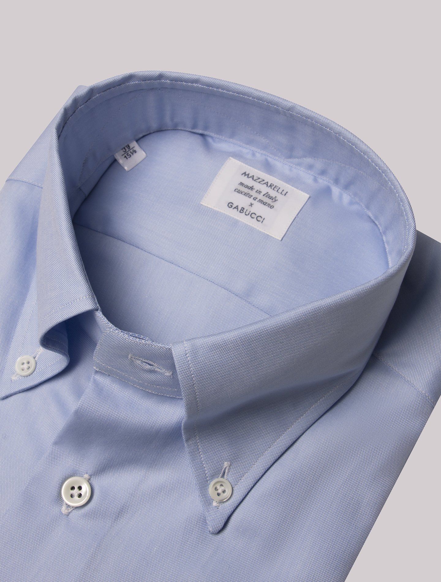 Button Down Standard Shirt Pinpoint Light blue Mazzarelli Shirts 37