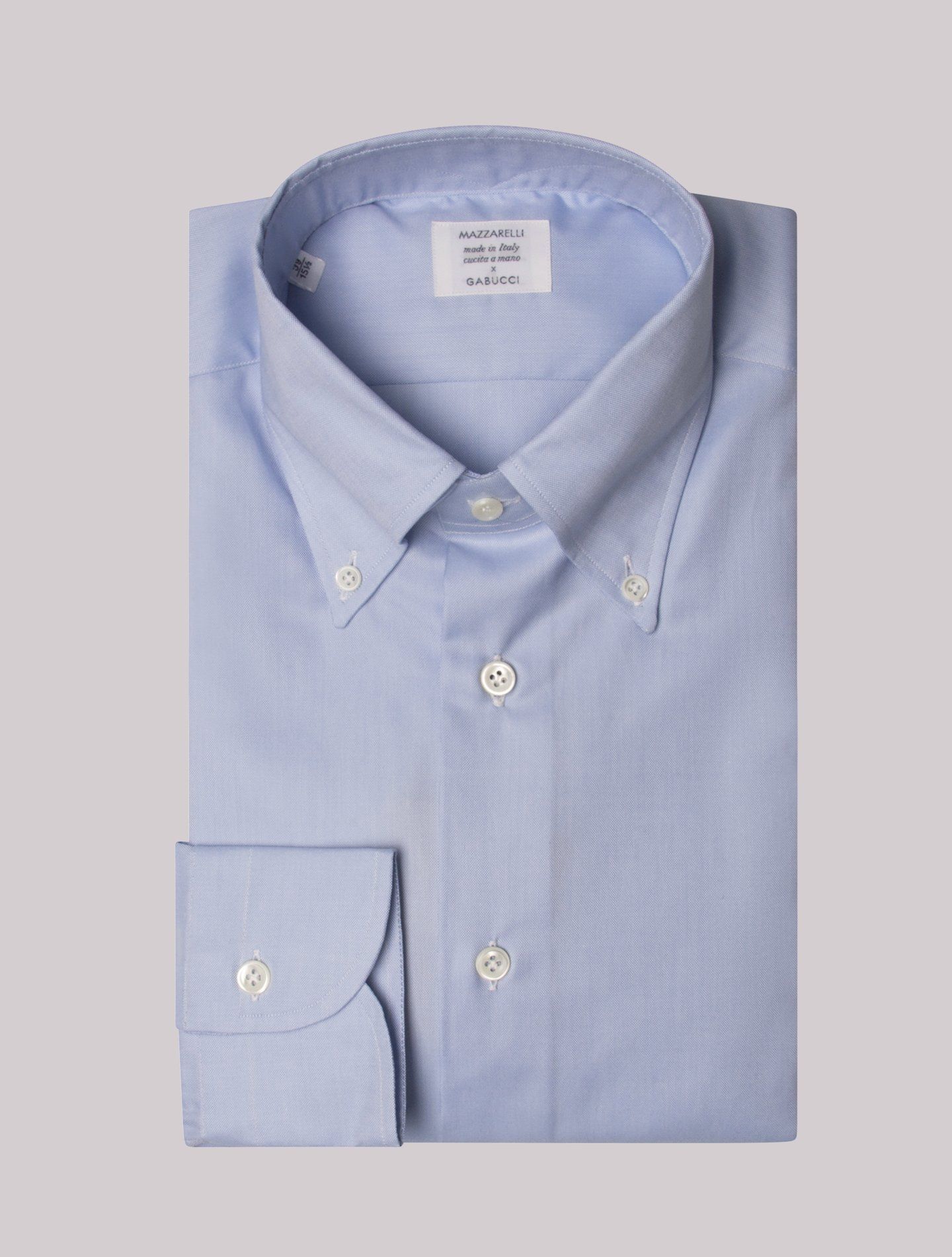 Button Down Standard Shirt Pinpoint Light blue Mazzarelli Shirts 37