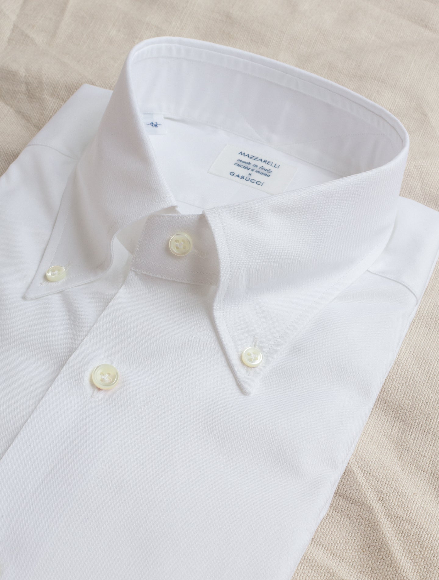 Button Down Standard Shirt Pinpoint White Mazzarelli Shirts 37