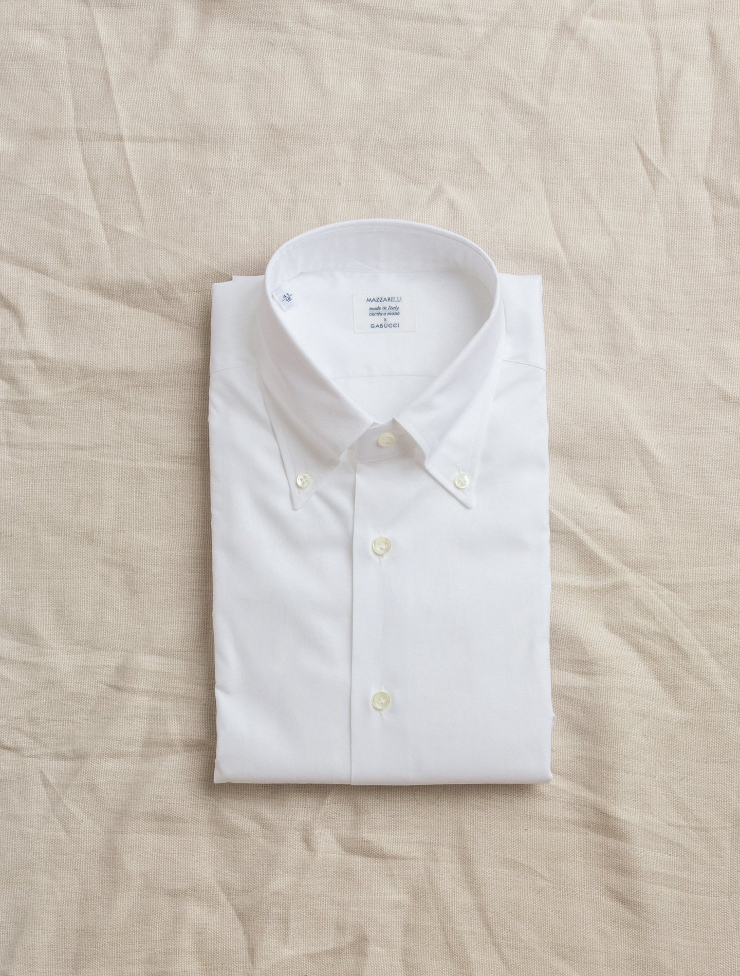 Button Down Standard Shirt Pinpoint White Mazzarelli Shirts 37