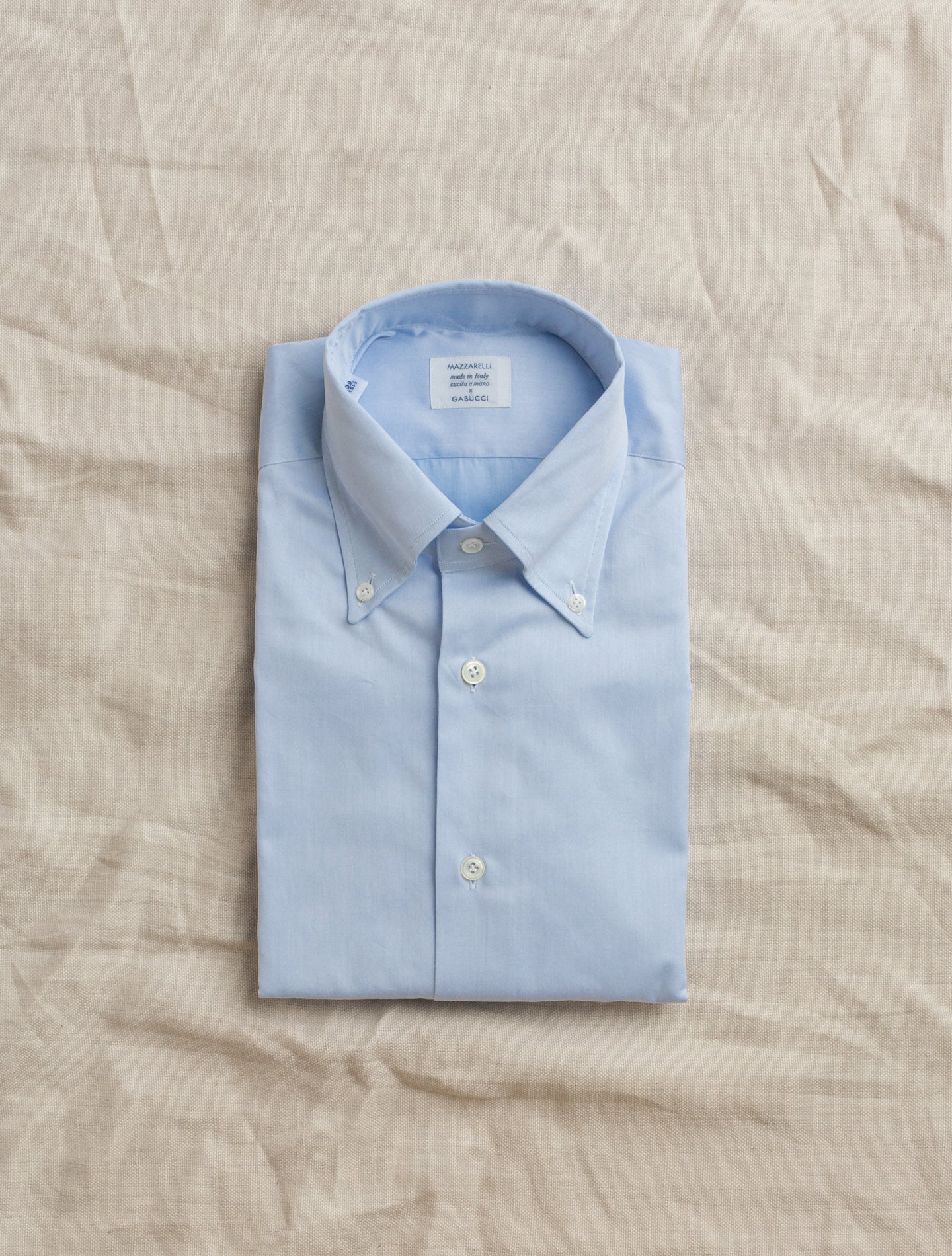 Button Down Standard Shirt Twill Light Blue Mazzarelli Shirts 37