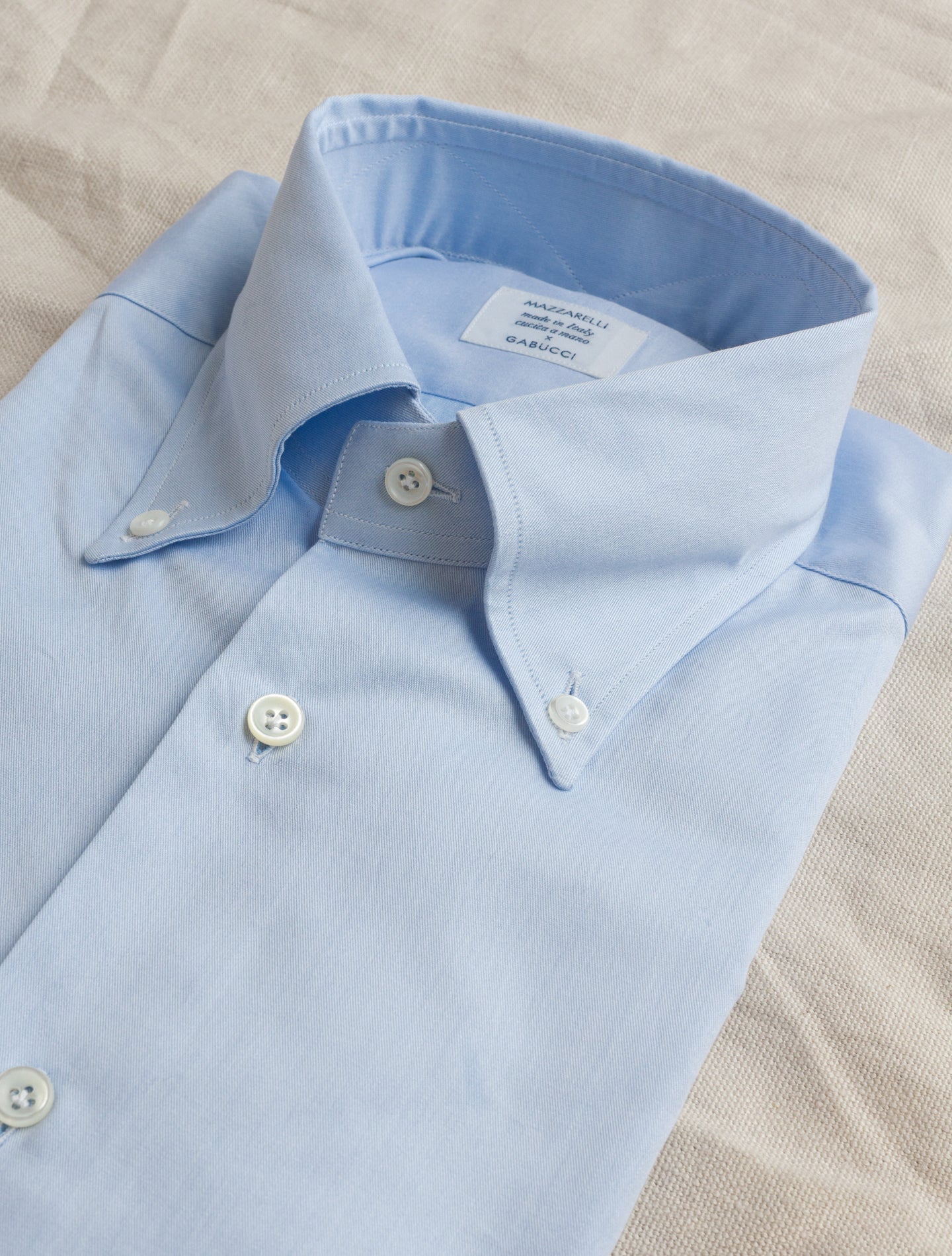 Button Down Standard Shirt Twill Light Blue Mazzarelli Shirts 37