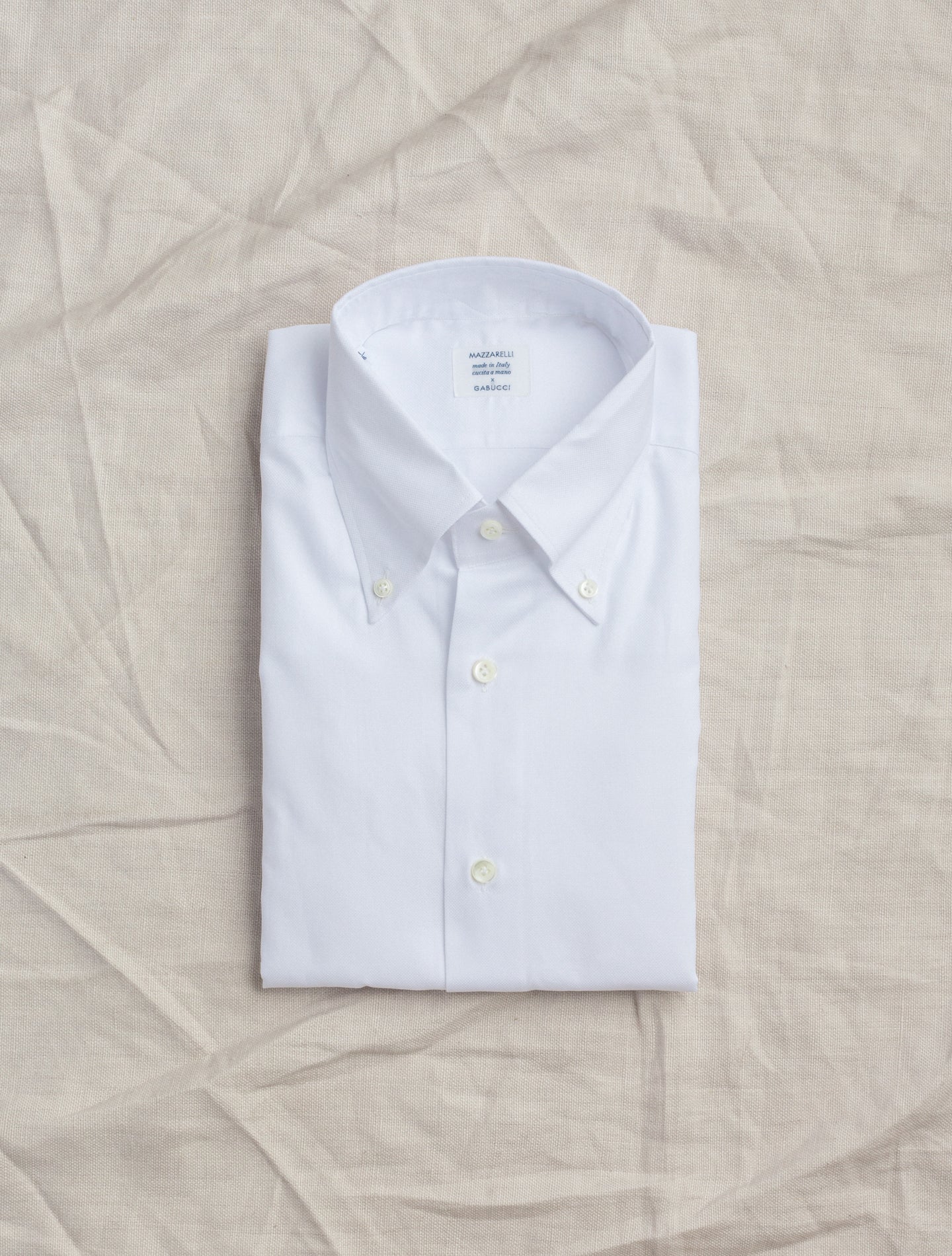 Button Down Standard Shirt Twill White Mazzarelli Shirts 37