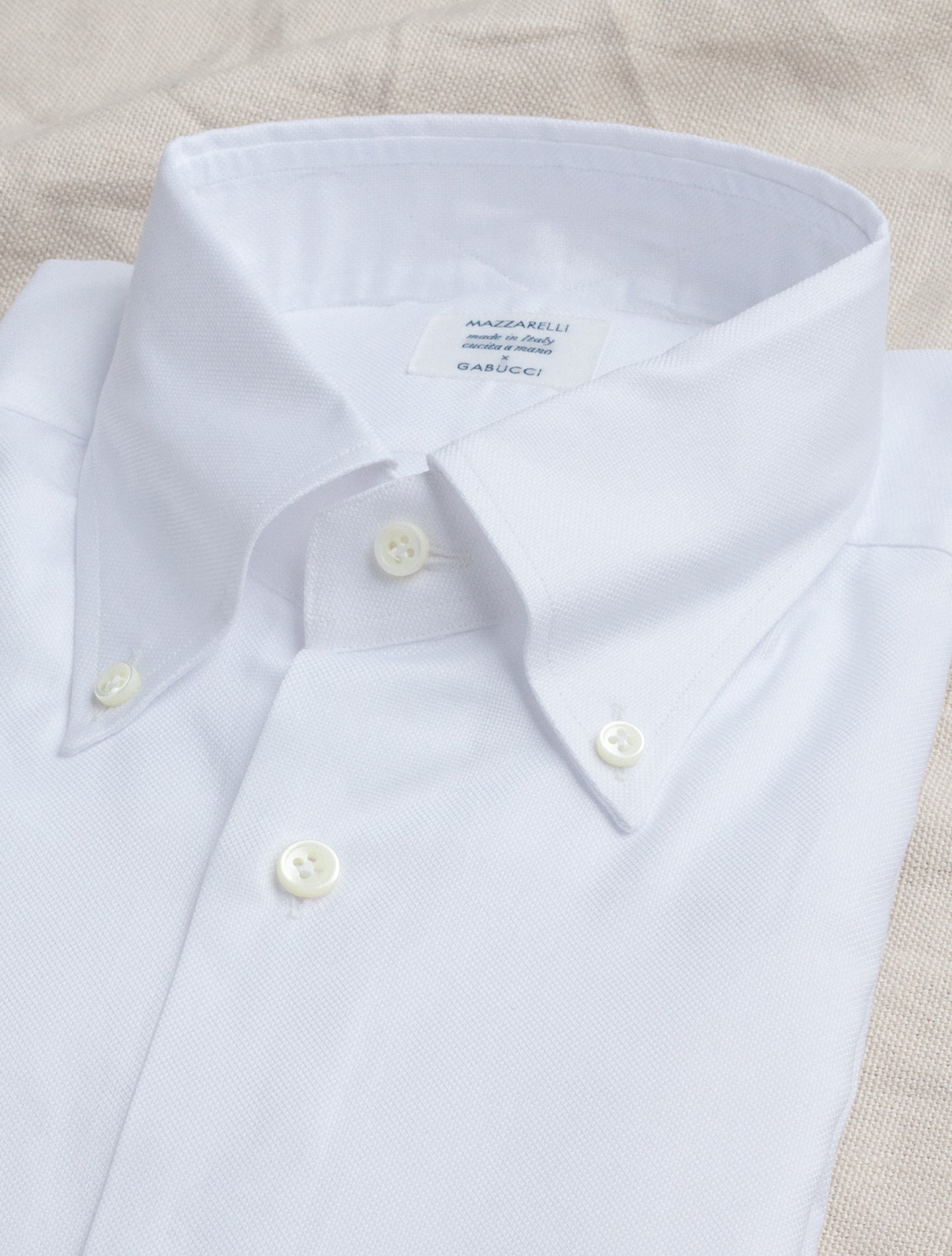 Button Down Standard Shirt Twill White Mazzarelli Shirts 37