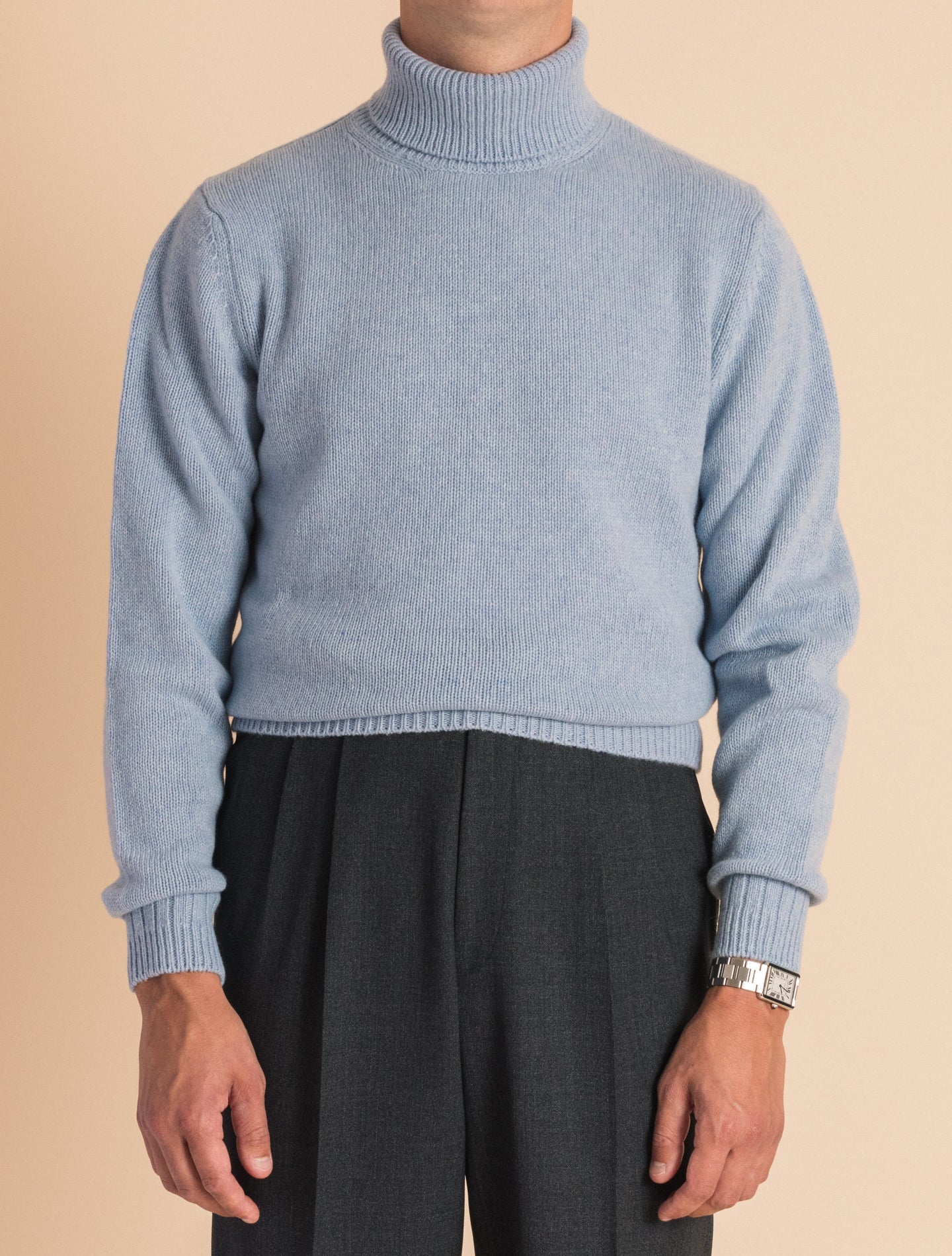 Cashmere Heavy Knitted Rollneck Light Blue Gabucci Knitwear 46