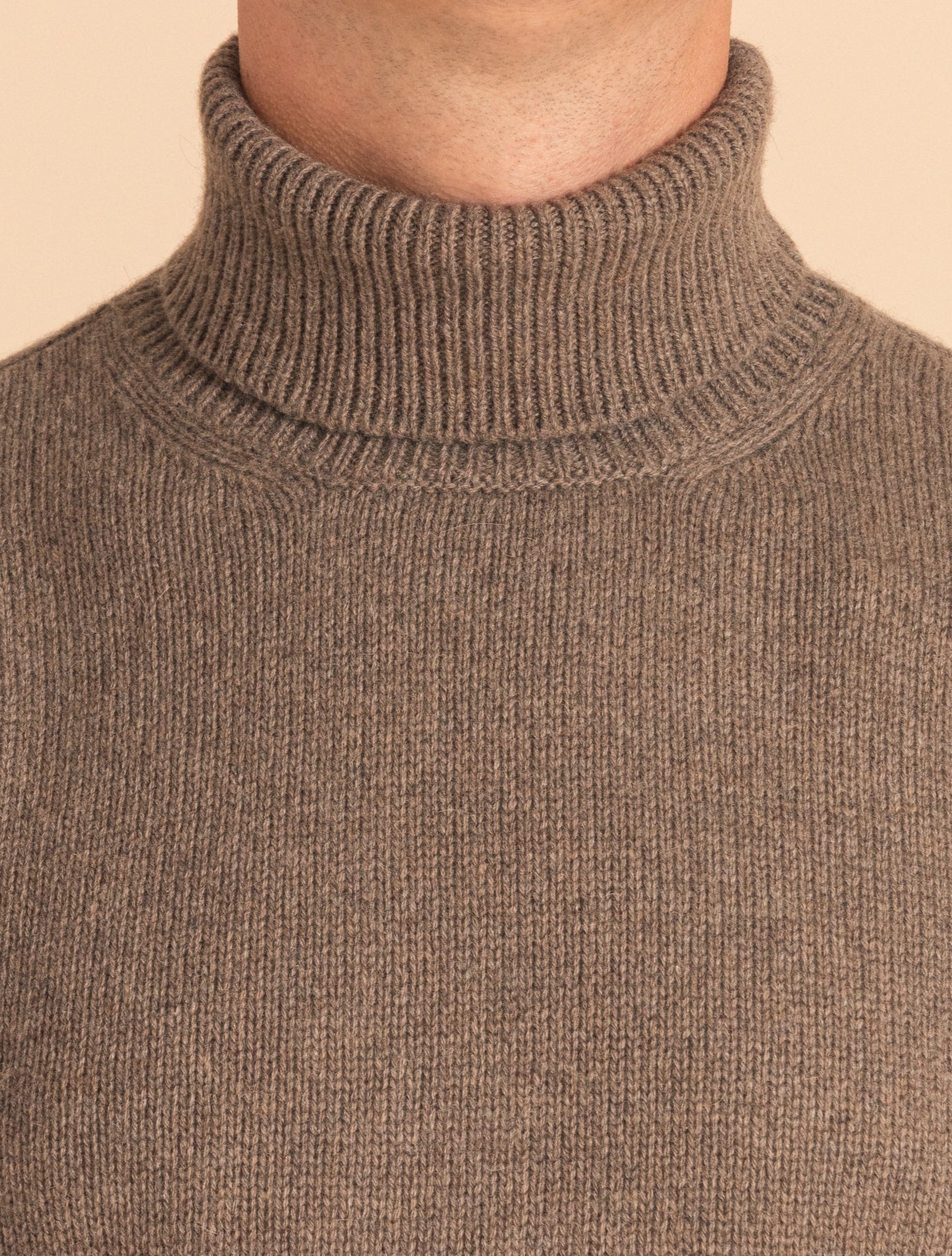 Cashmere Heavy Knitted Rollneck Melange Brown Gabucci Knitwear 46