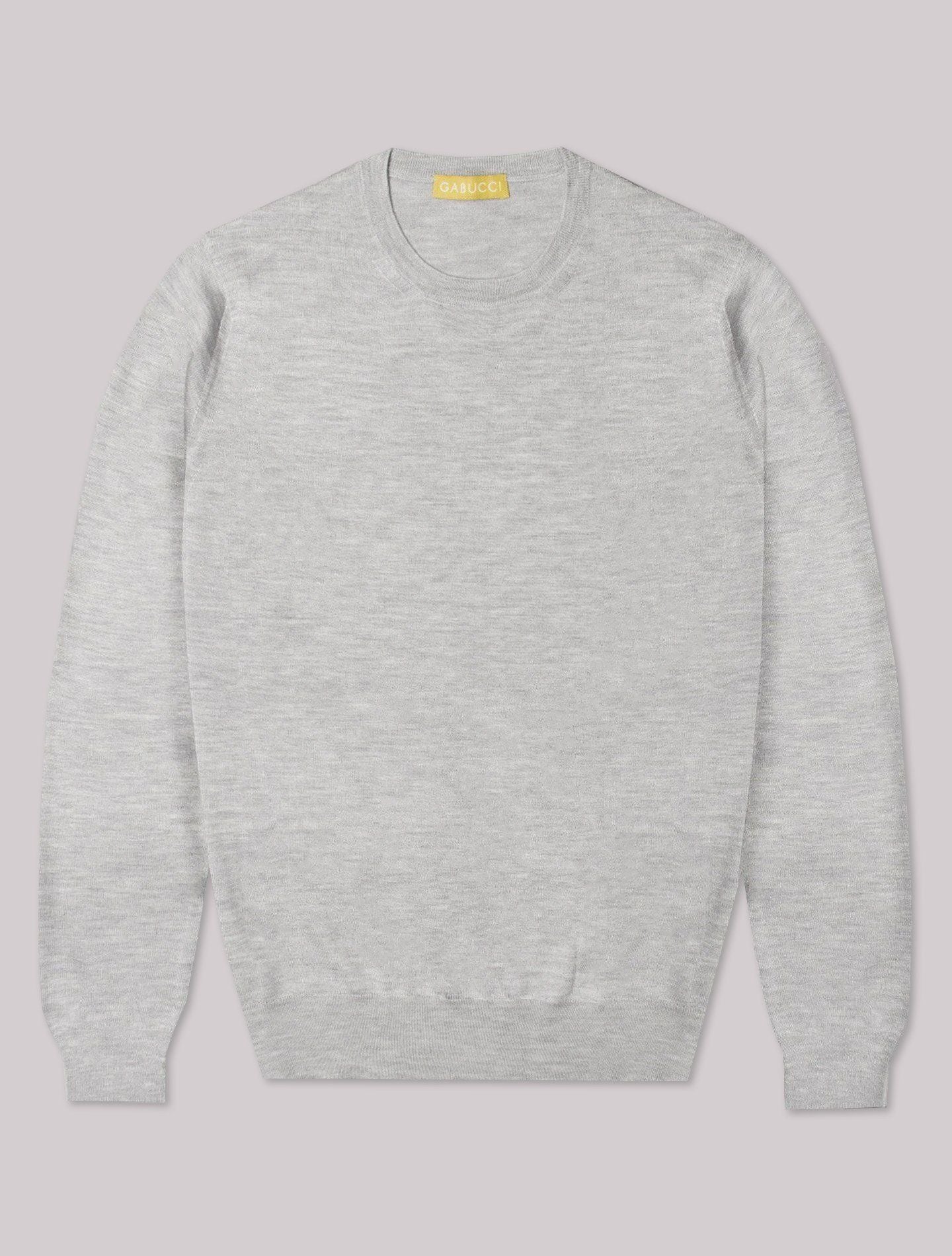 Cashmere Silk Knitted Crewneck Sweater Light Grey Gabucci Knitwear 46