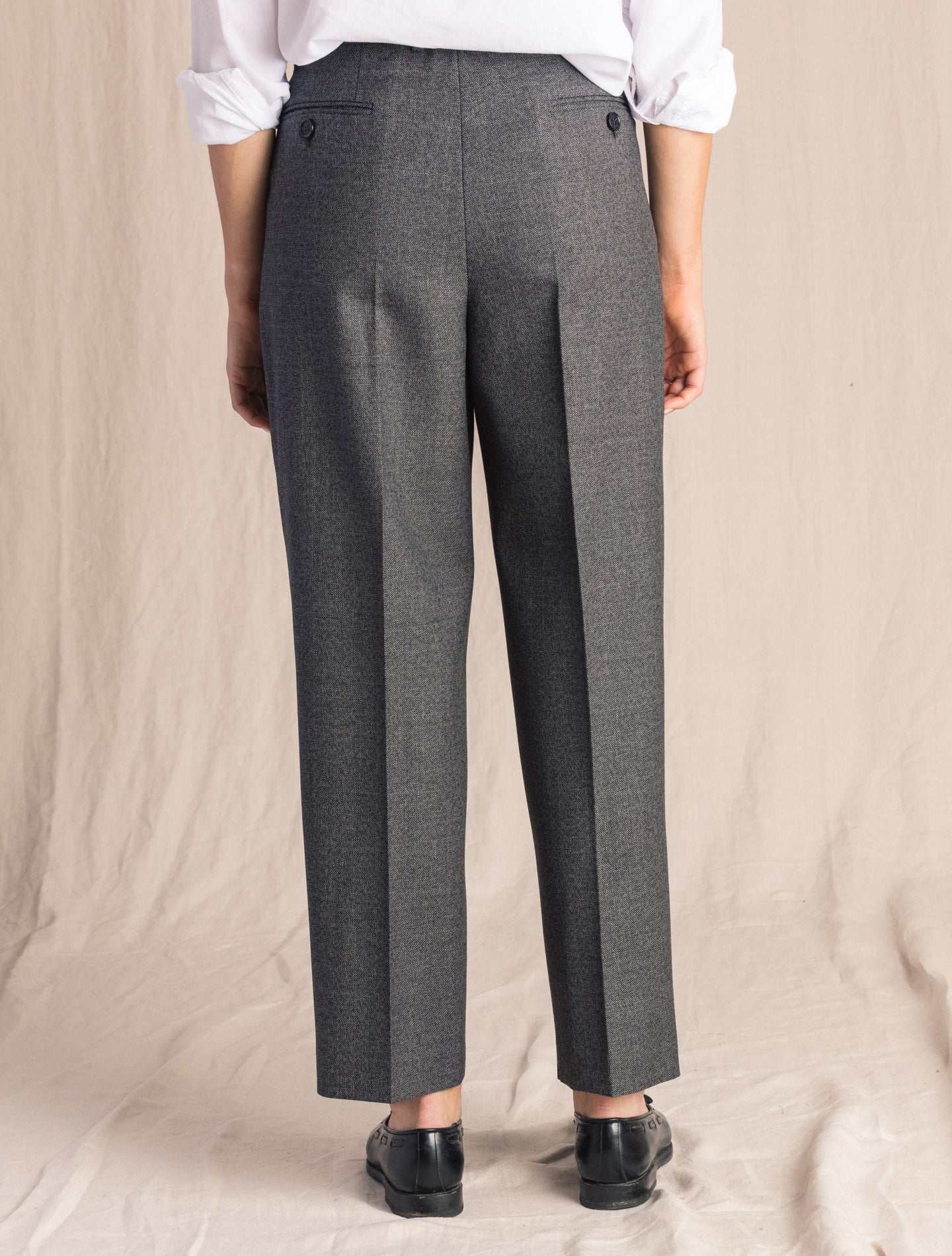 Charcoal Pleated Wool Trouser | Gabucci