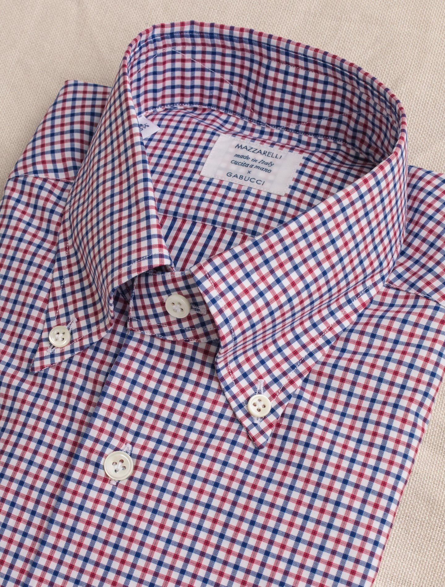 Checked BD Shirt Red Navy Mazzarelli Shirts 38