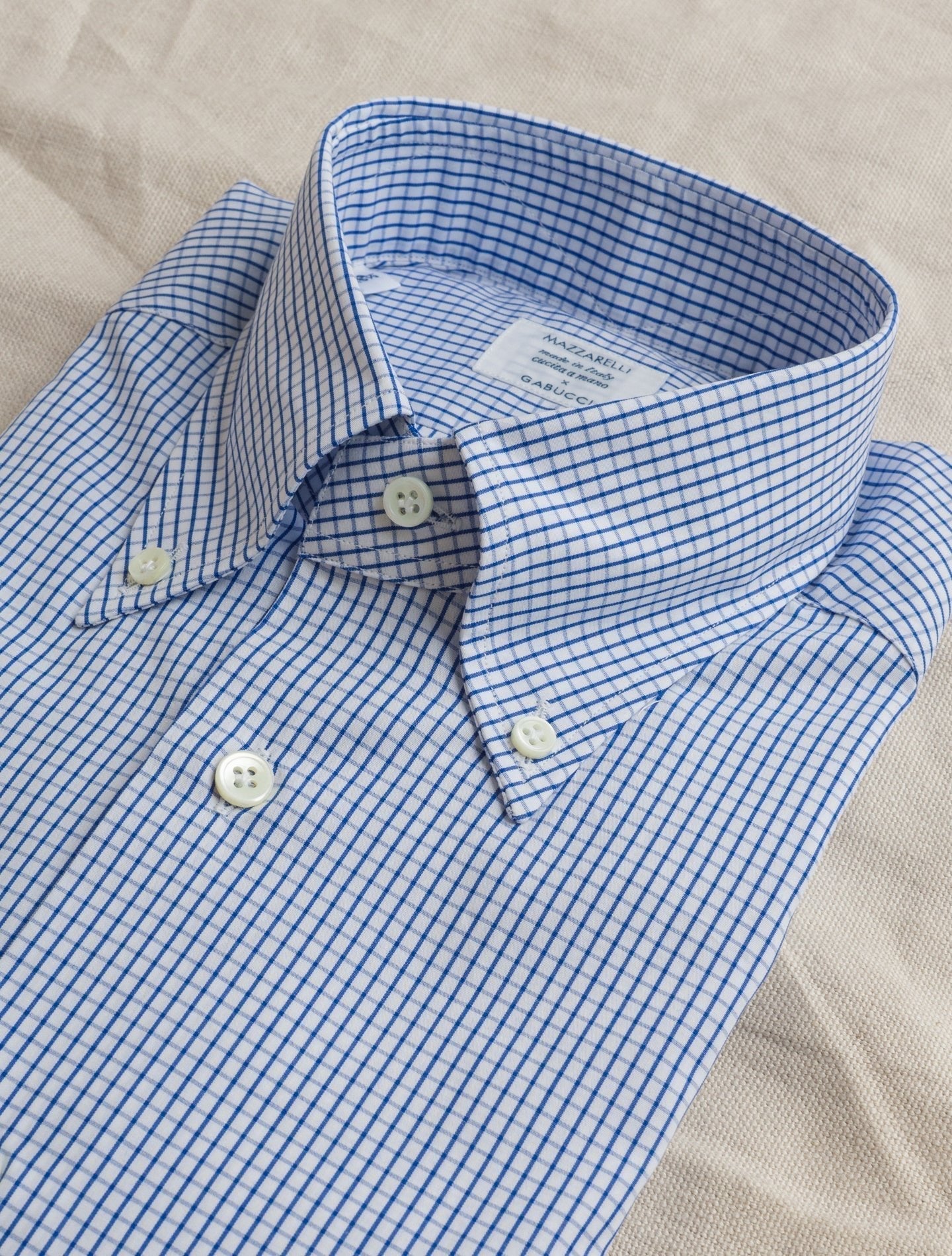 Checked Pinpoint Button Down Shirt Blue Mazzarelli Shirts 38