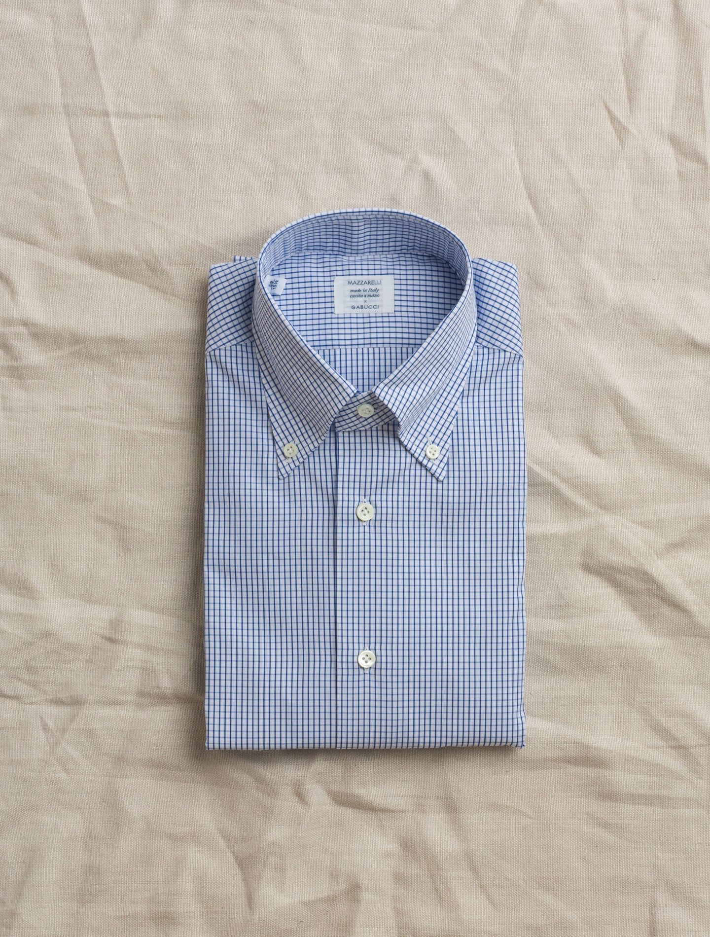 Checked Pinpoint Button Down Shirt Blue Mazzarelli Shirts 38