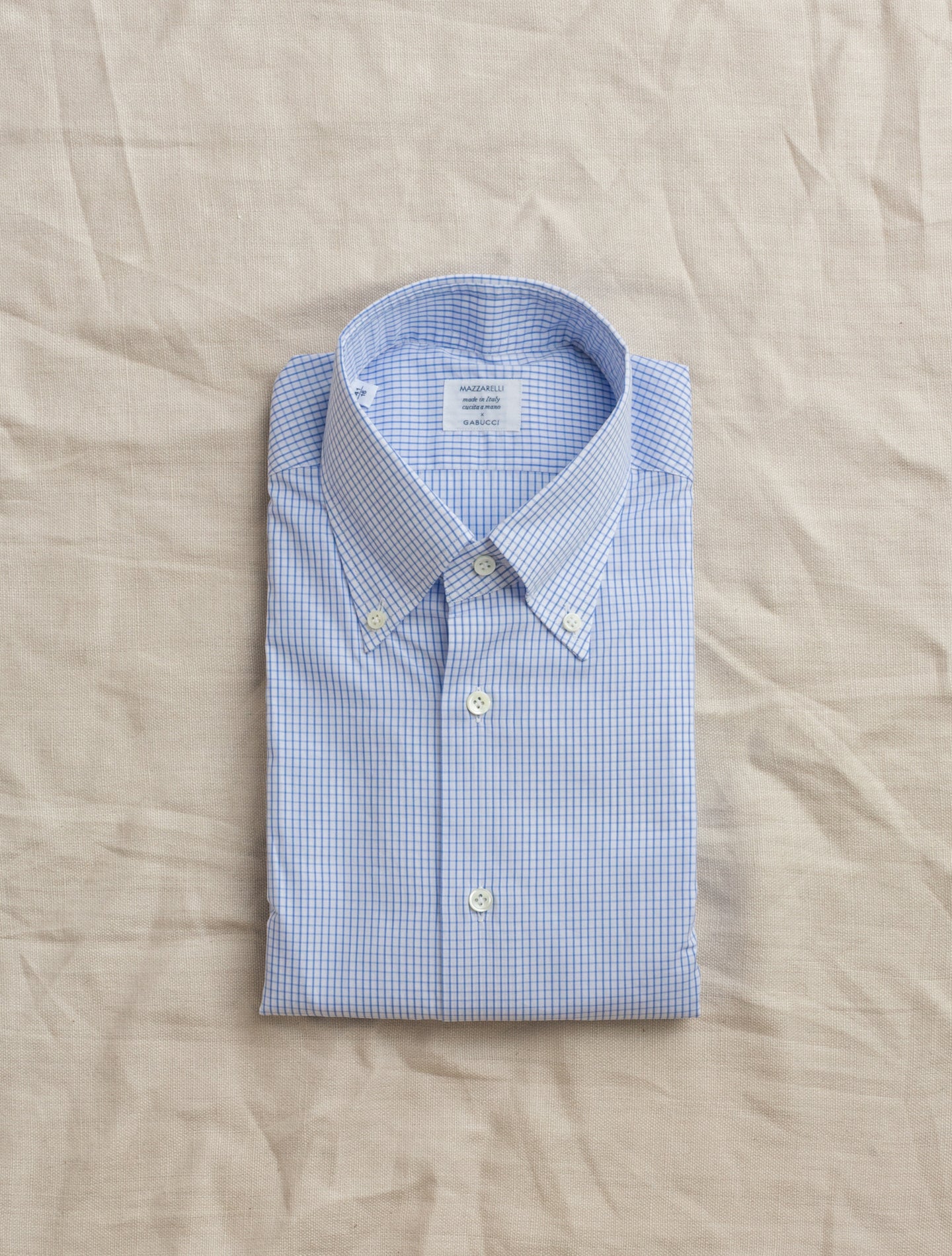 Checked Pinpoint Button Down Shirt Light Blue Mazzarelli Shirts 38