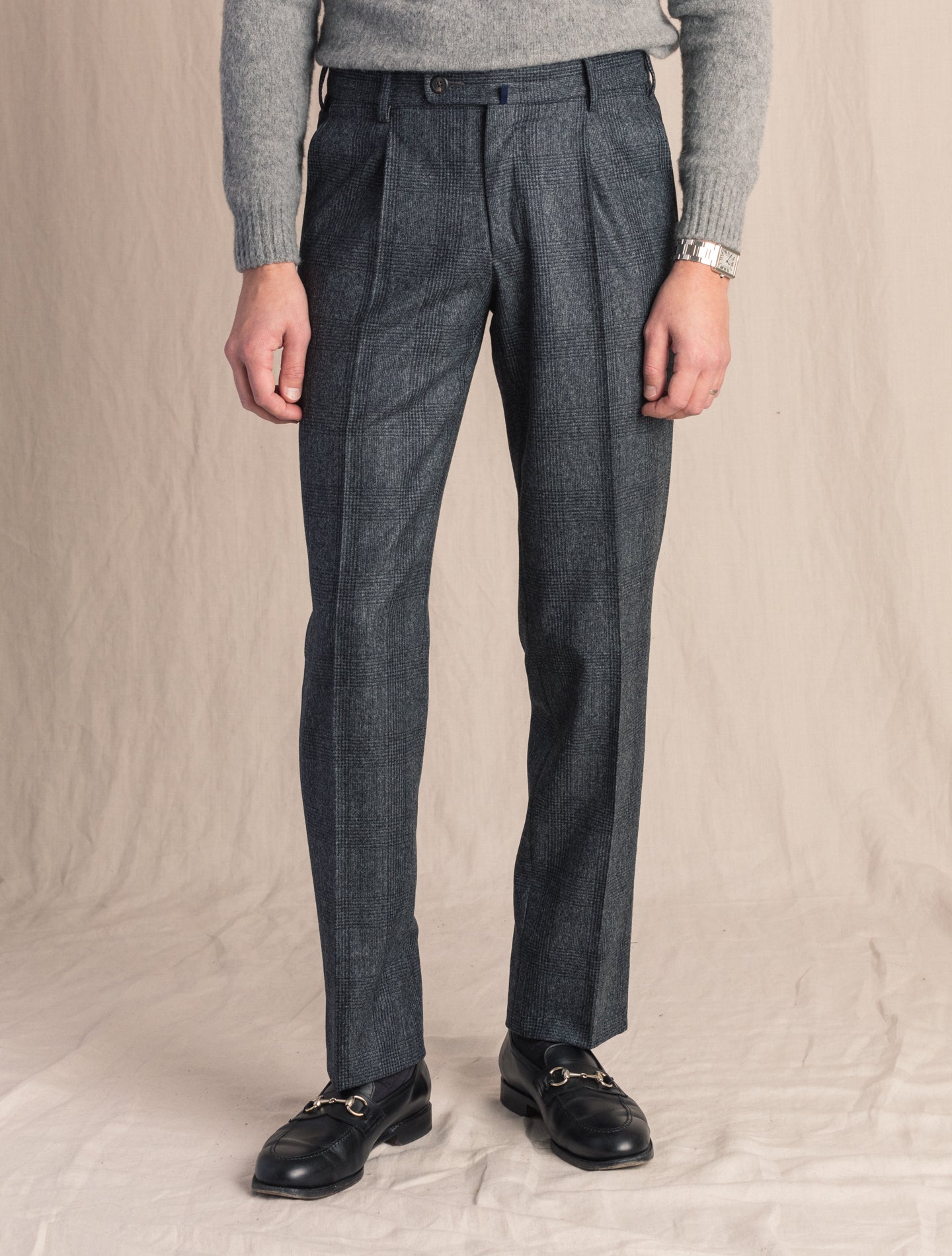 Checked Wool Trousers Dark Grey Gigi Trousers 46