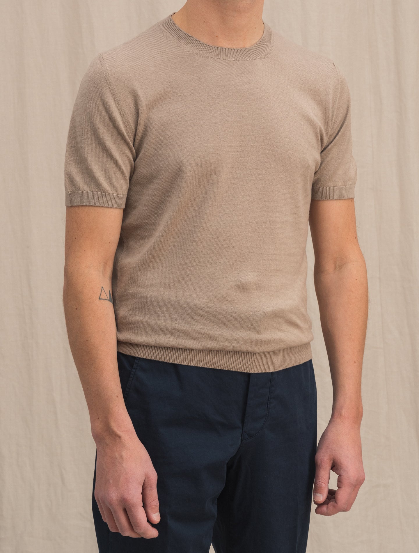 Cotton Cashmere Knitted T-Shirt Beige Gabucci T-shirts 48
