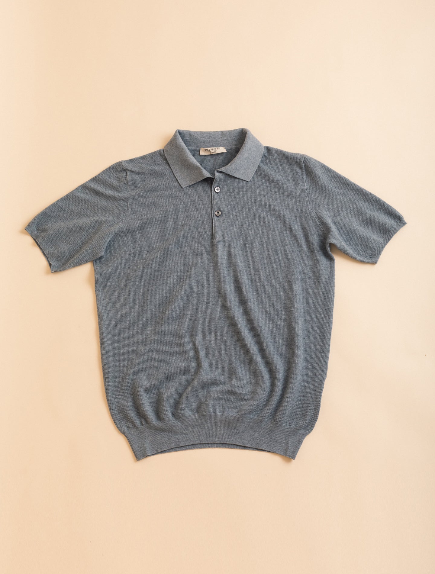 Cotton Cashmere Structured Knitted Polo Shirt Dusty Blue Fioroni Polo shirts 46