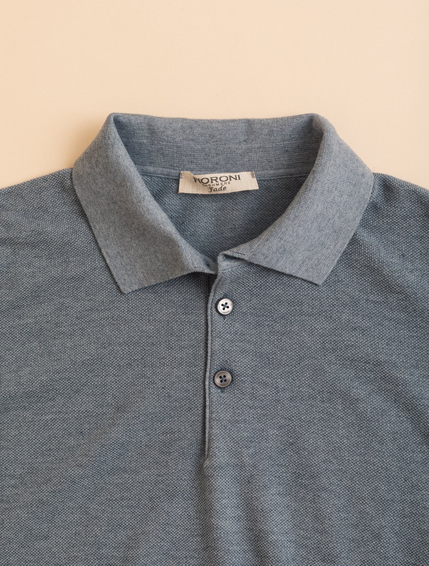 Cotton Cashmere Structured Knitted Polo Shirt Dusty Blue Fioroni Polo shirts 46