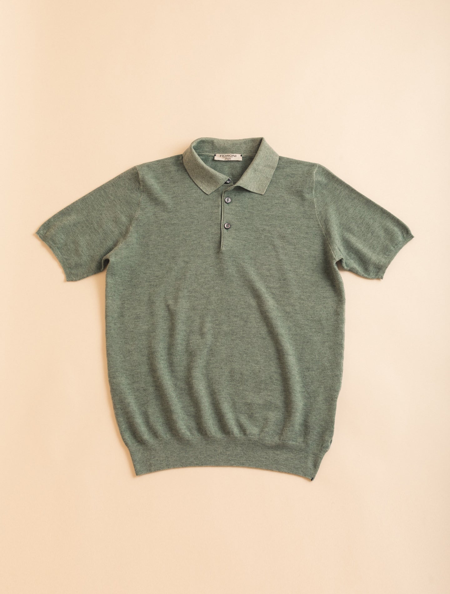 Cotton Cashmere Structured Knitted Polo Shirt Faded Green Fioroni Polo shirts 46
