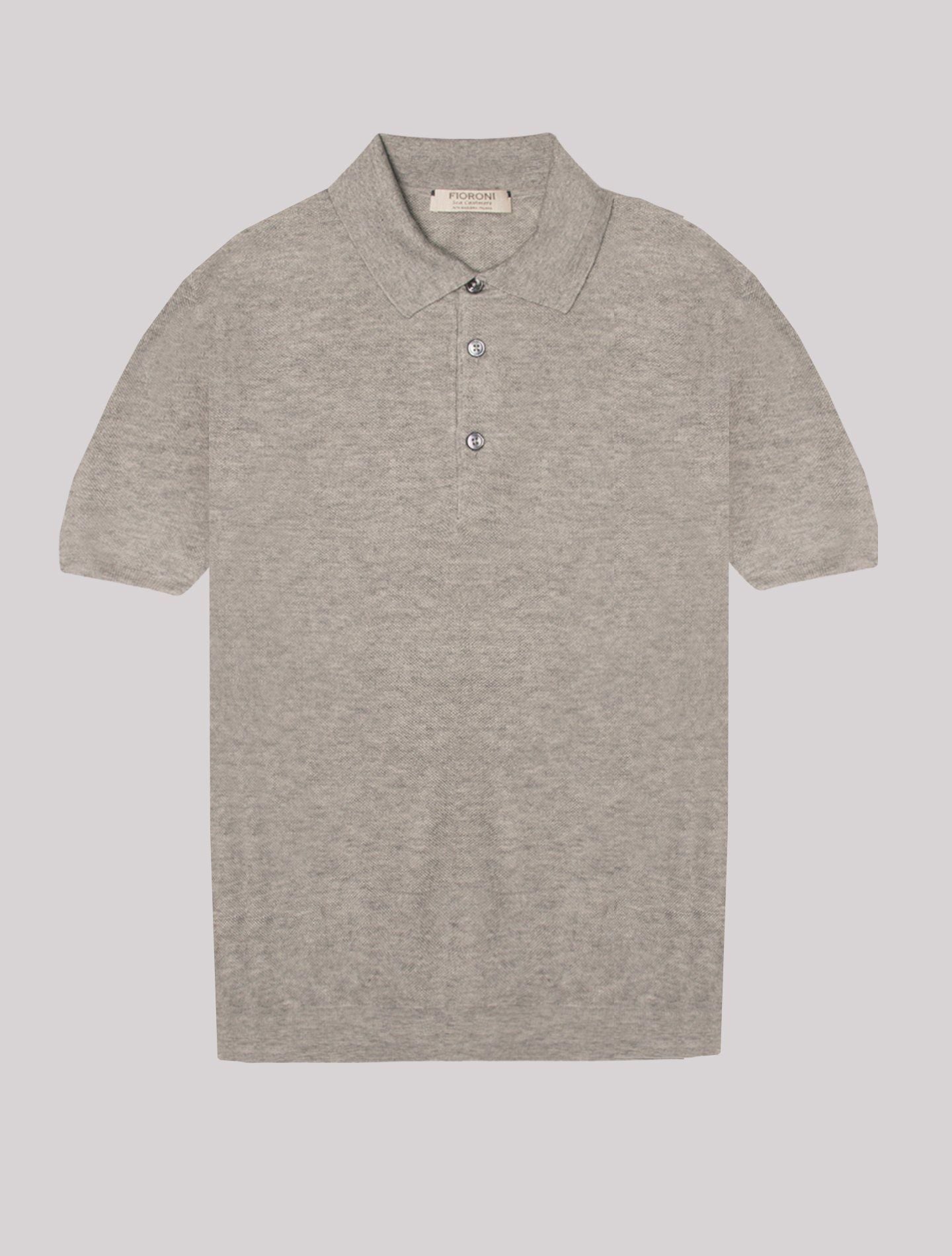 Cotton Cashmere Structured Knitted Polo Shirt Grey Fioroni Polo shirts 46