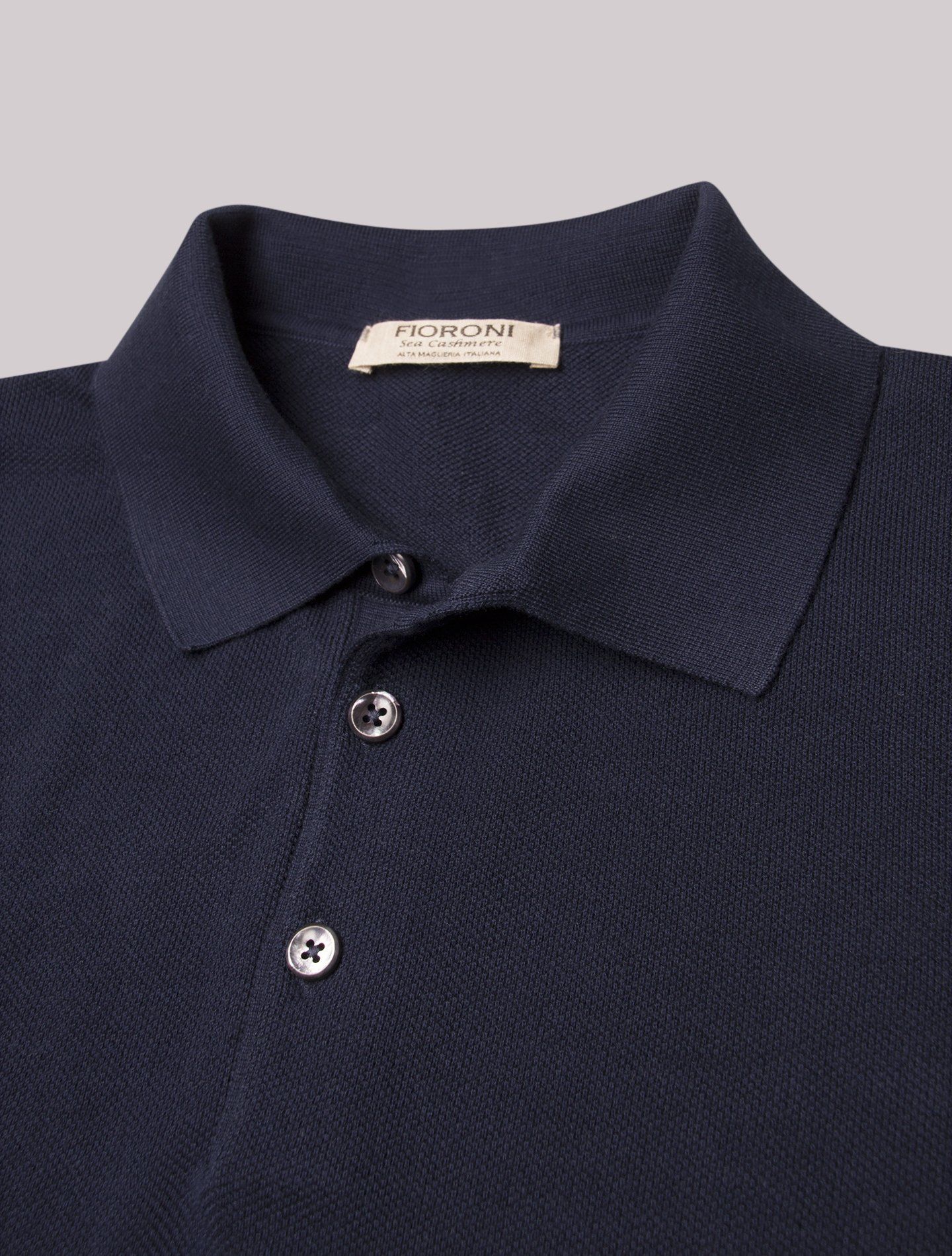 Cotton Cashmere Structured Knitted Polo Shirt Navy Fioroni Polo shirts 46