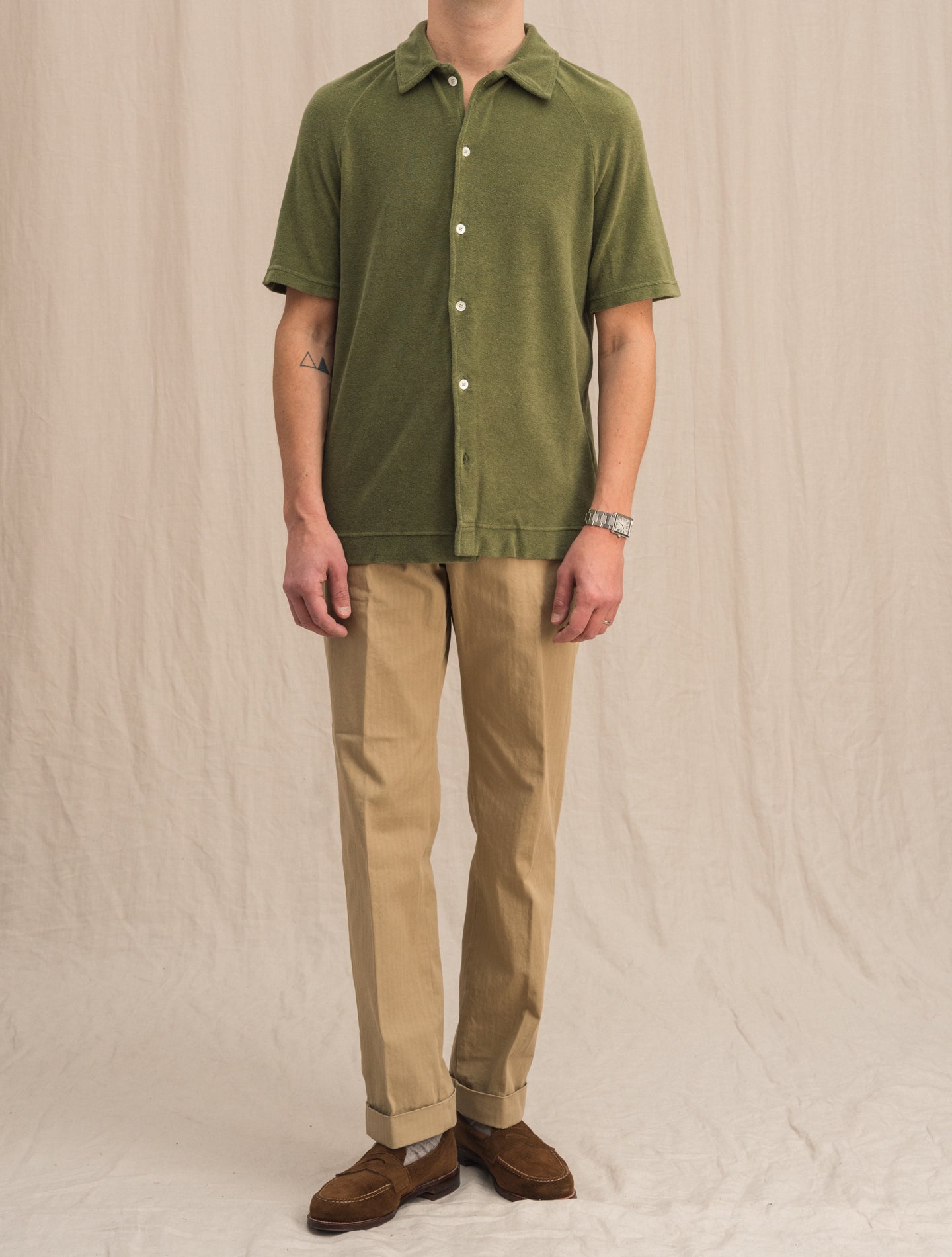 Cotton Mix Terry Cruiser Polo Shirt Green Massimo Alba Shirts S