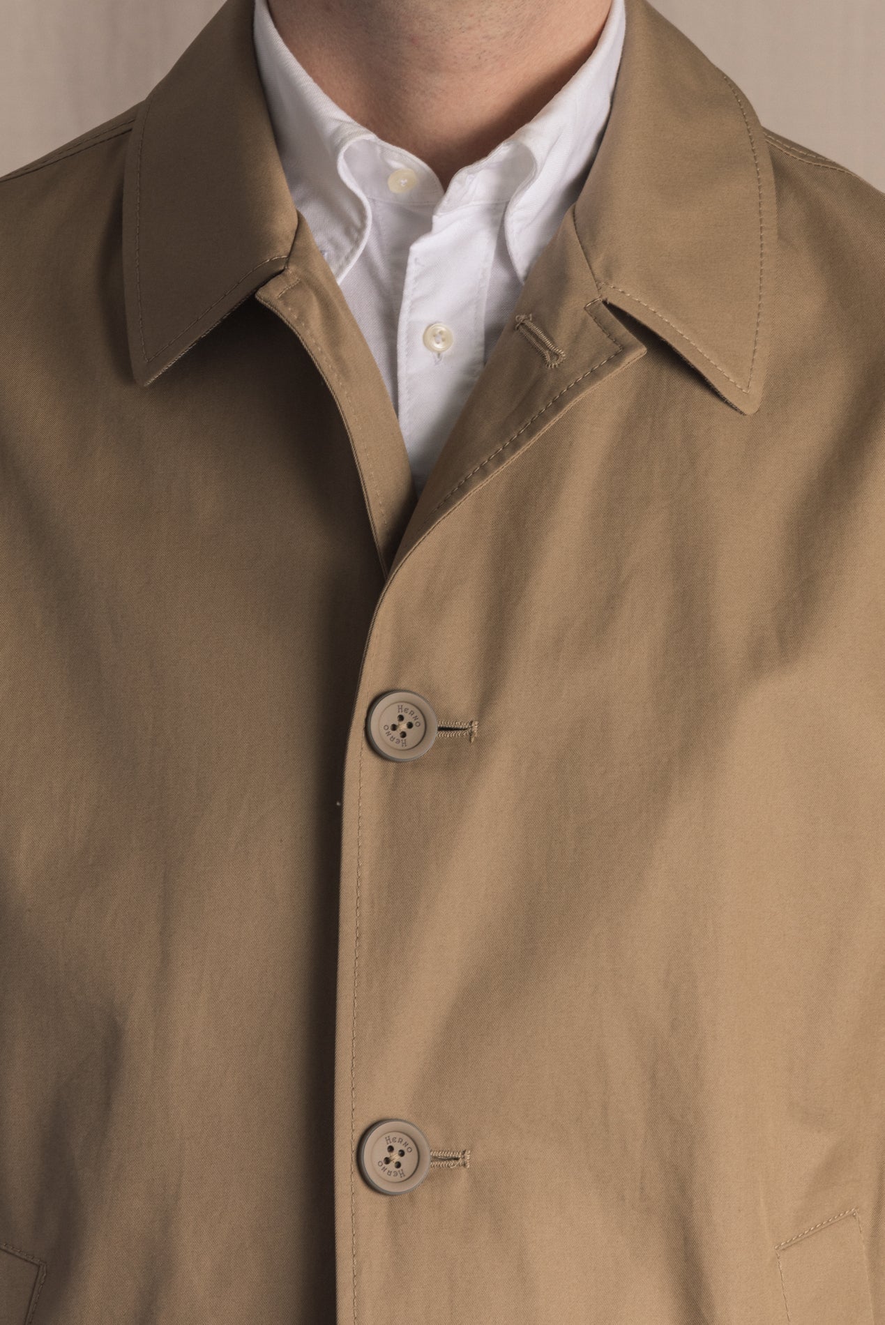 Cotton Rain Coat Sand Herno Outerwear 48