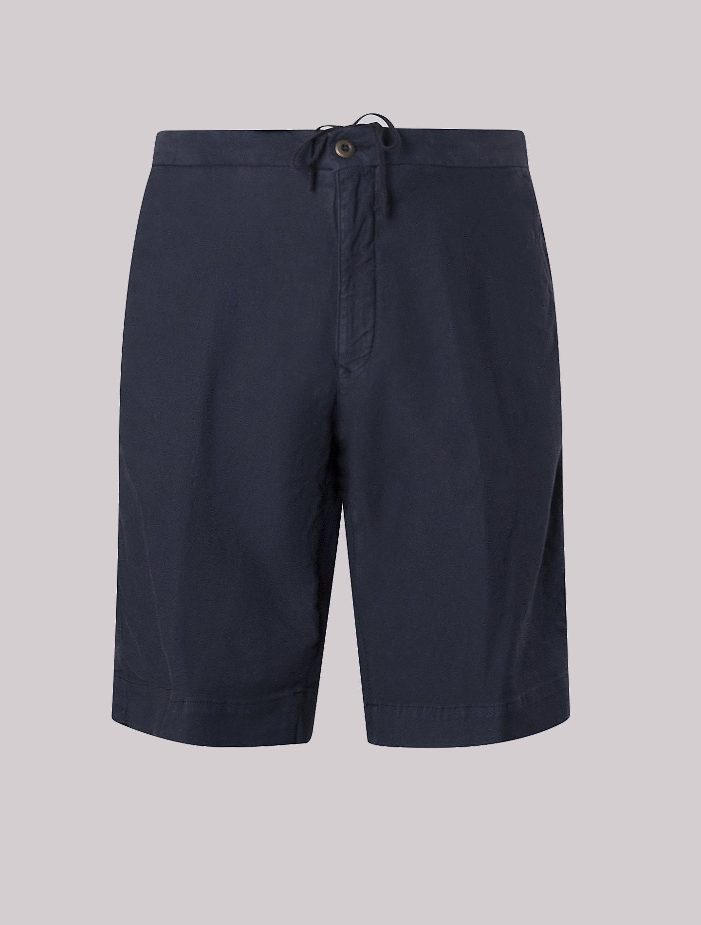 Cotton Regular Fit Drawstring Shorts Navy Incotex Trousers 29