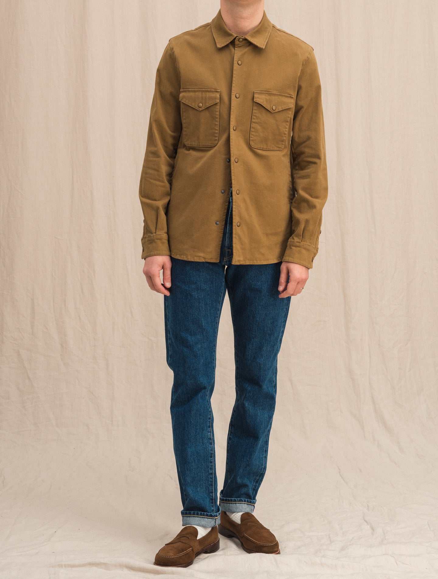 Cotton Stretch Overshirt Mustard Mazzarelli Jackets S