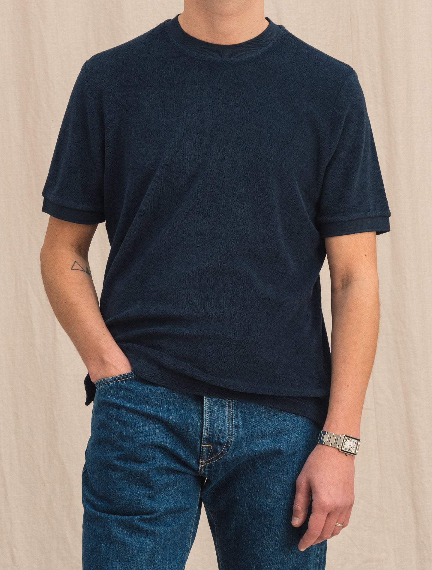Cotton Terry T-Shirt Navy Zanone T-shirts 46