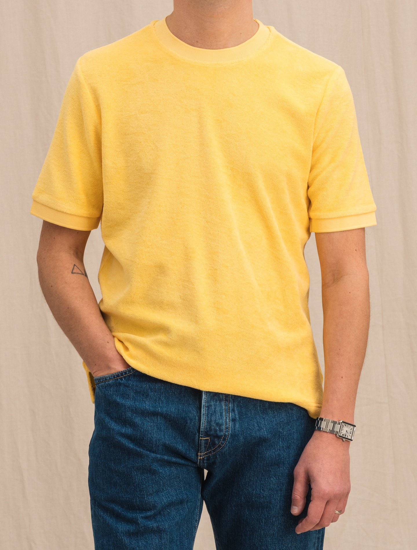 Cotton Terry T-Shirt Yellow Zanone T-shirts 46