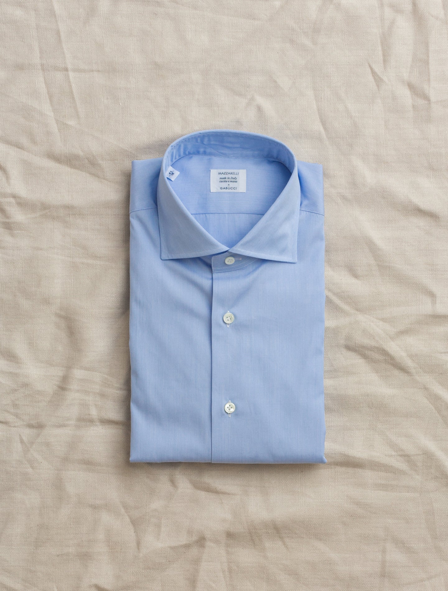 Cut Away Standard Shirt Pinpoint Light Blue Mazzarelli Shirts 37