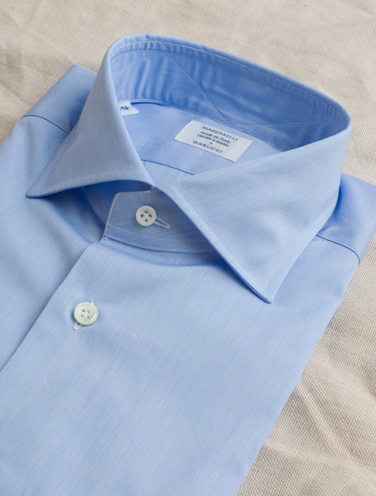 Cut Away Standard Shirt Pinpoint Light Blue Mazzarelli Shirts 37