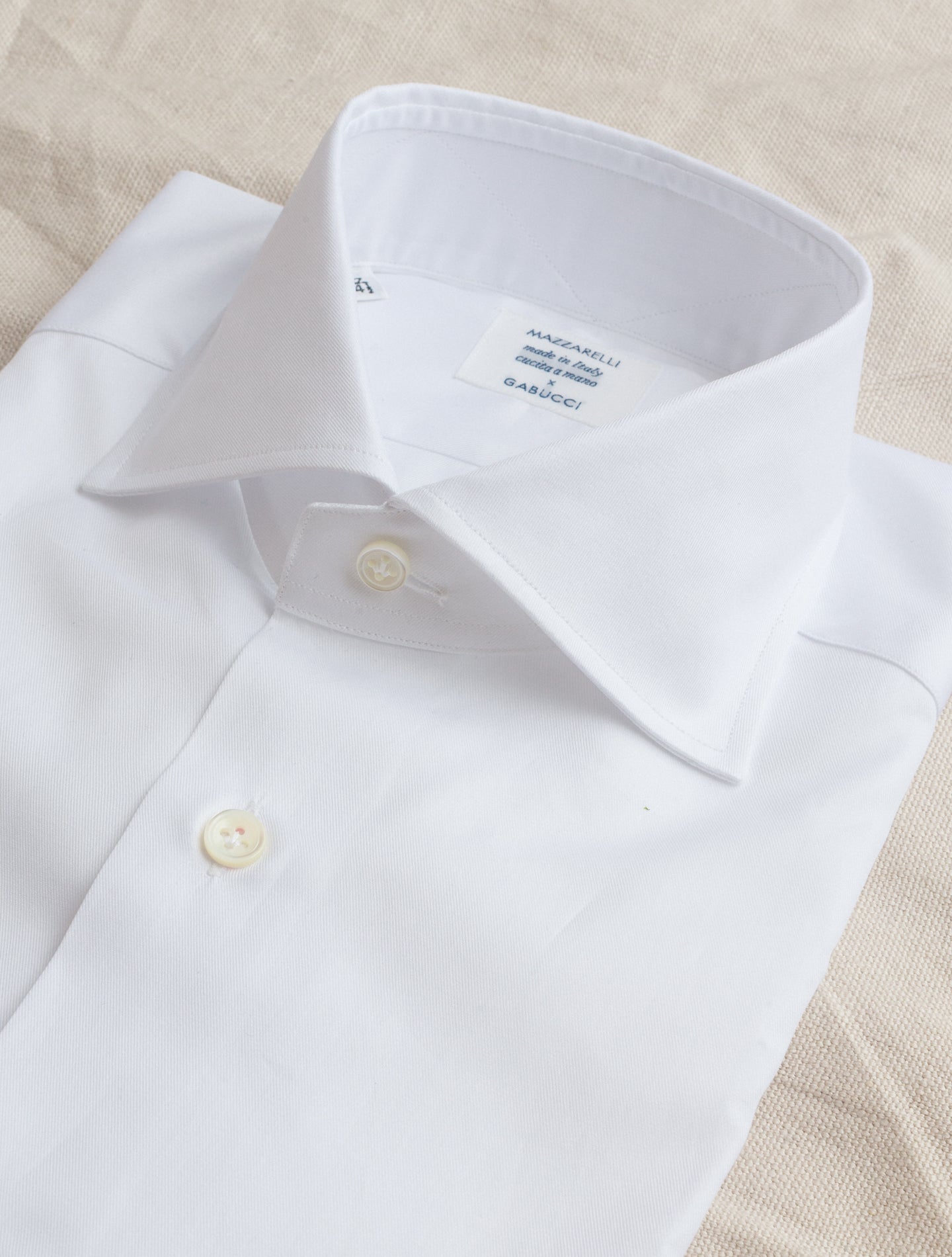 Cut Away Standard Shirt Pinpoint White Mazzarelli Shirts 37