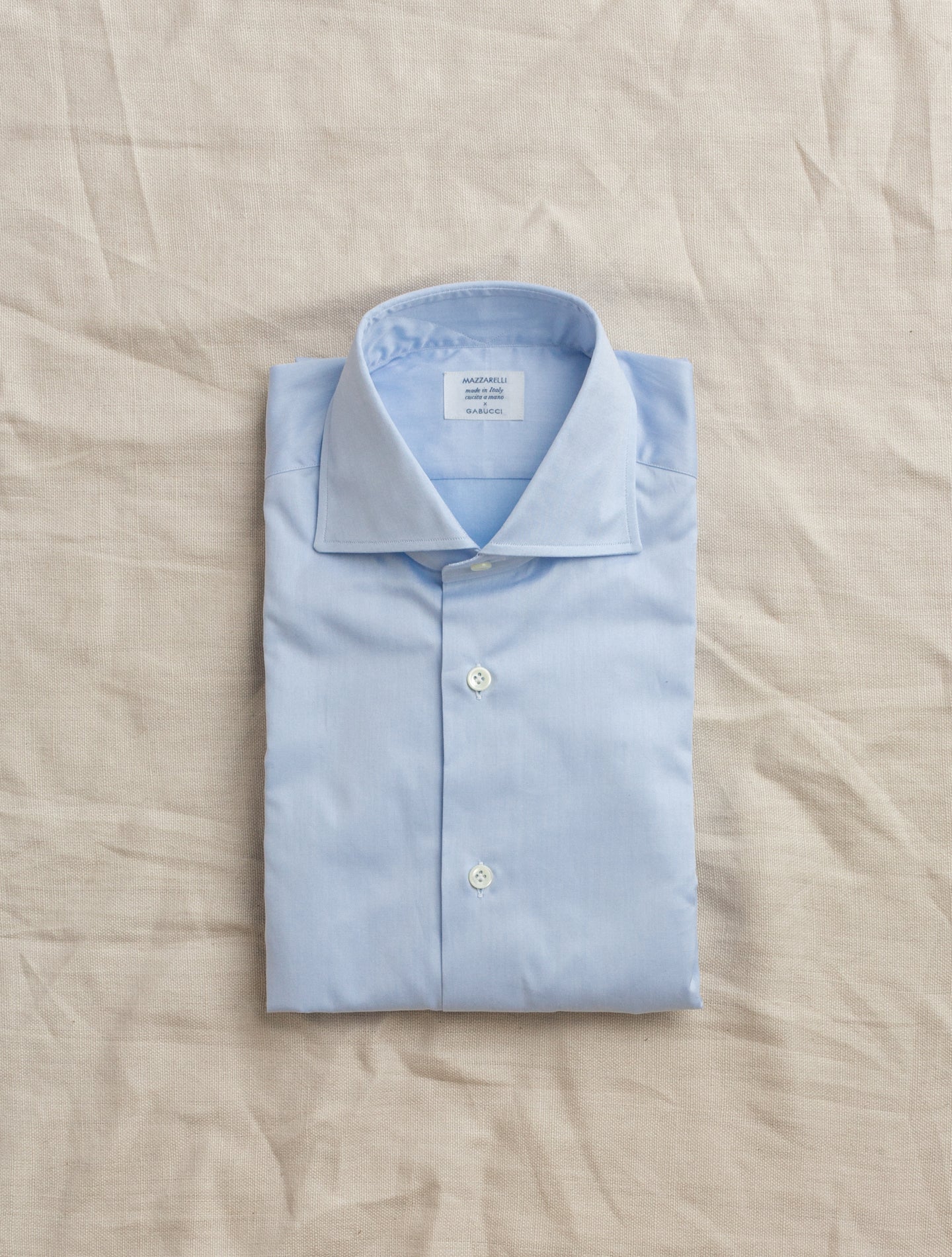 Cut Away Standard Shirt Twill Light Blue Mazzarelli Shirts 37