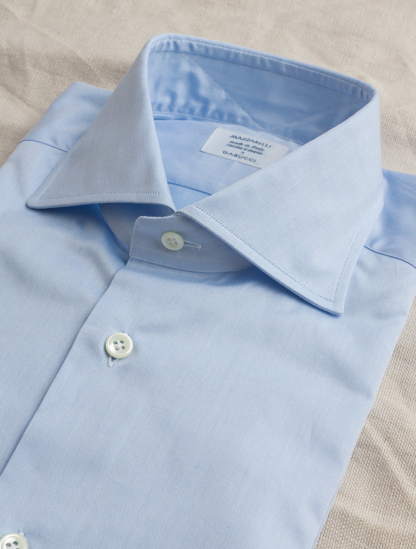 Cut Away Standard Shirt Twill Light Blue Mazzarelli Shirts 37